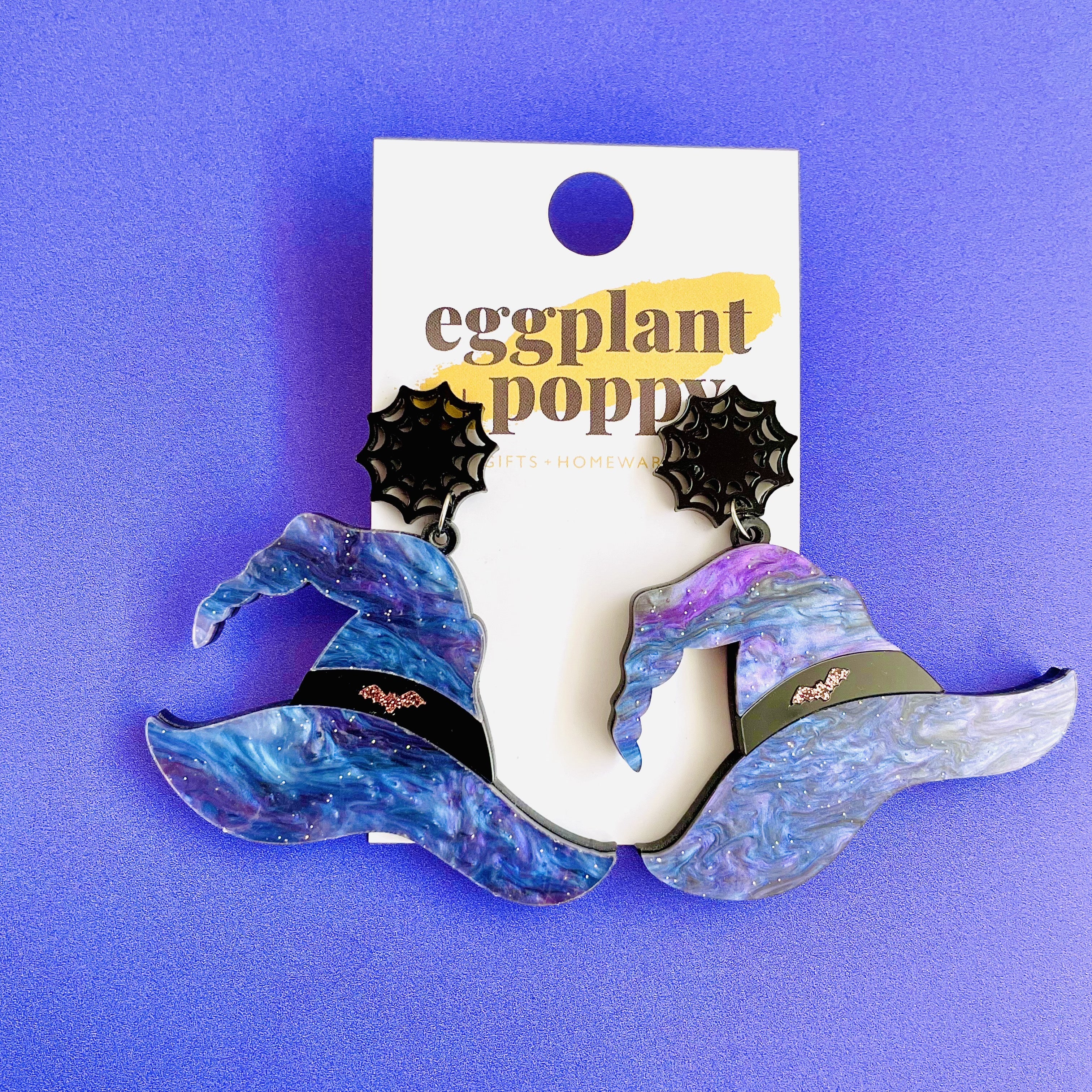 Halloween Glitter Witches Hat Earrings
