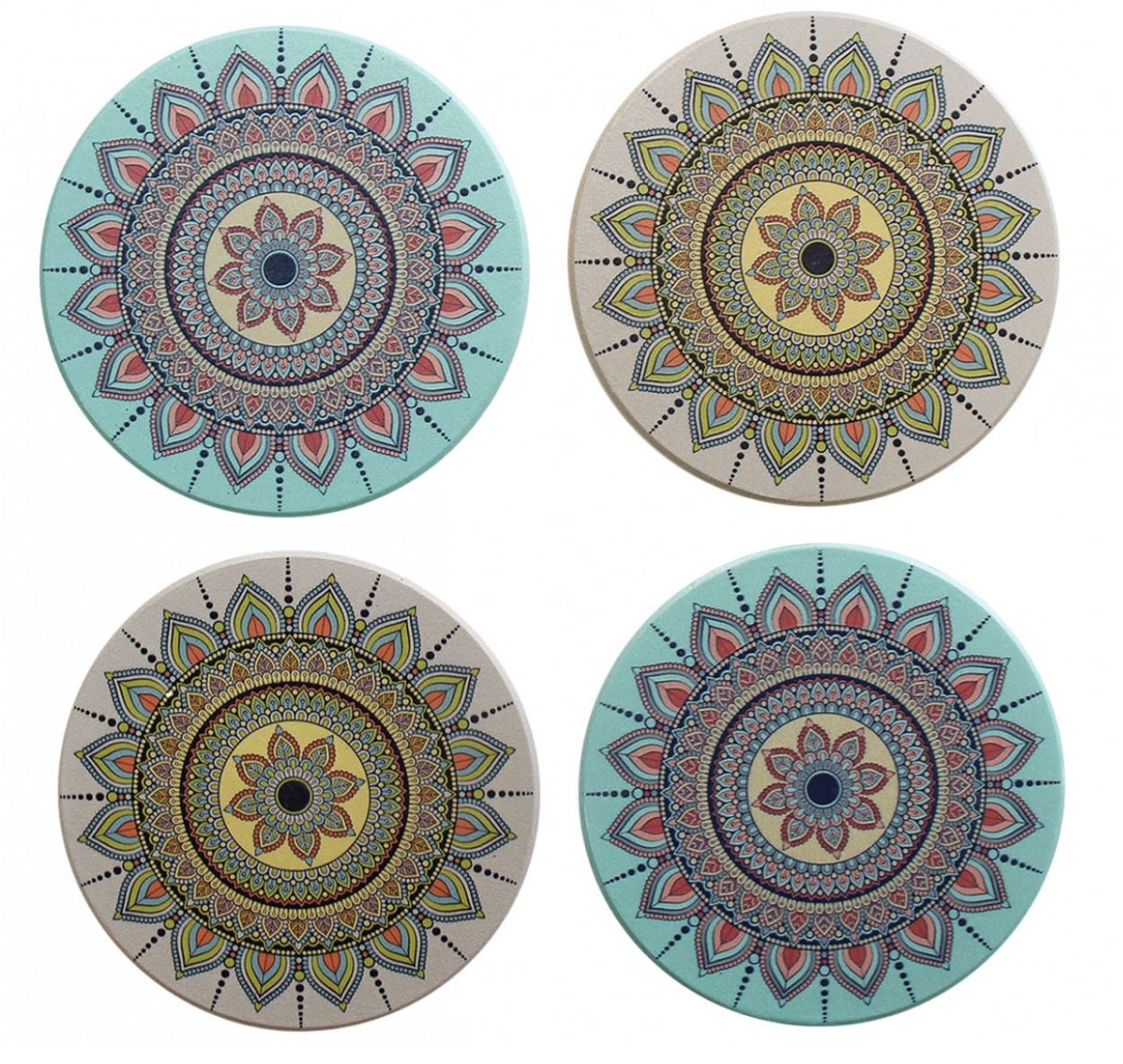 Ceramic Coasters - Pastel Mandala