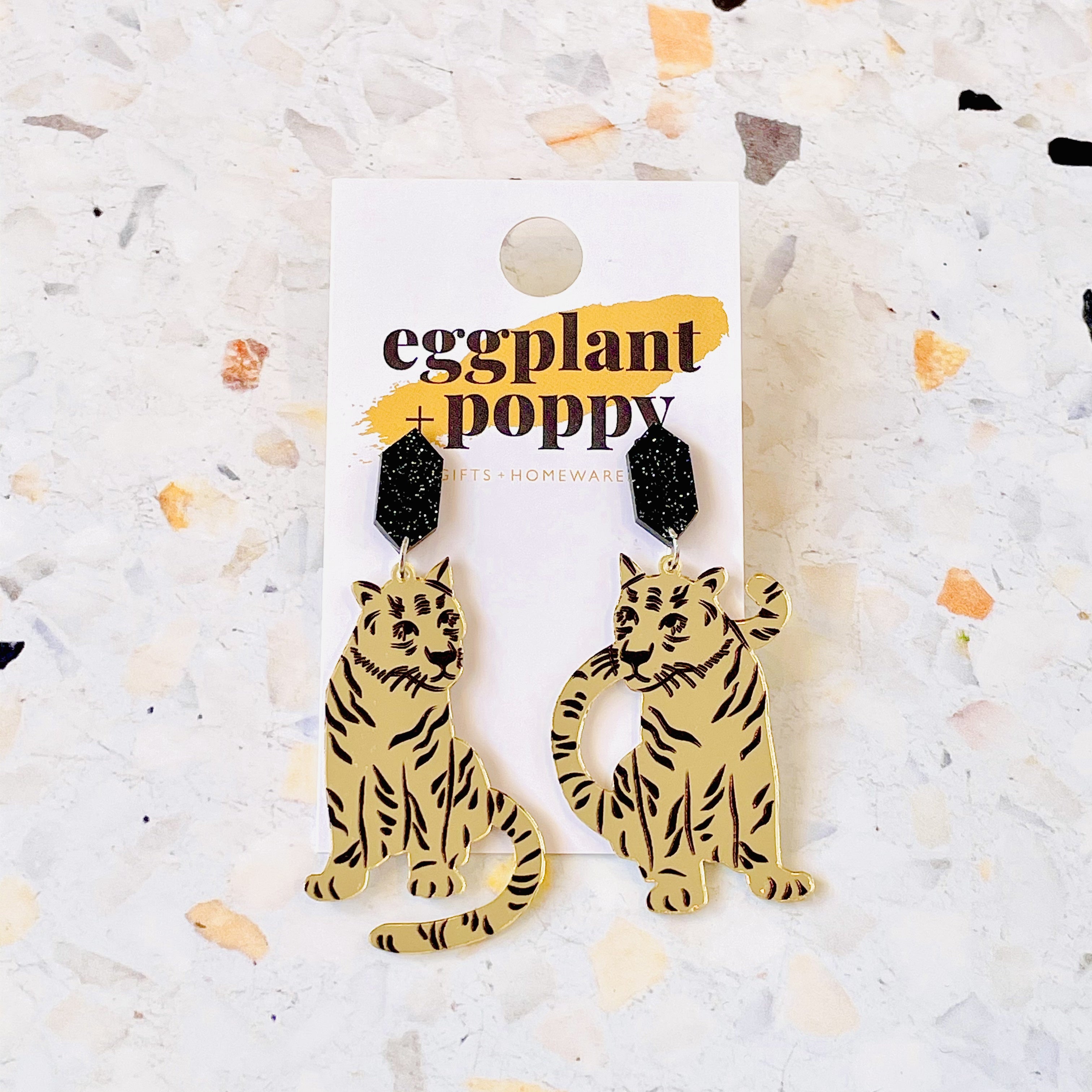 Gold Tiger Earrings
