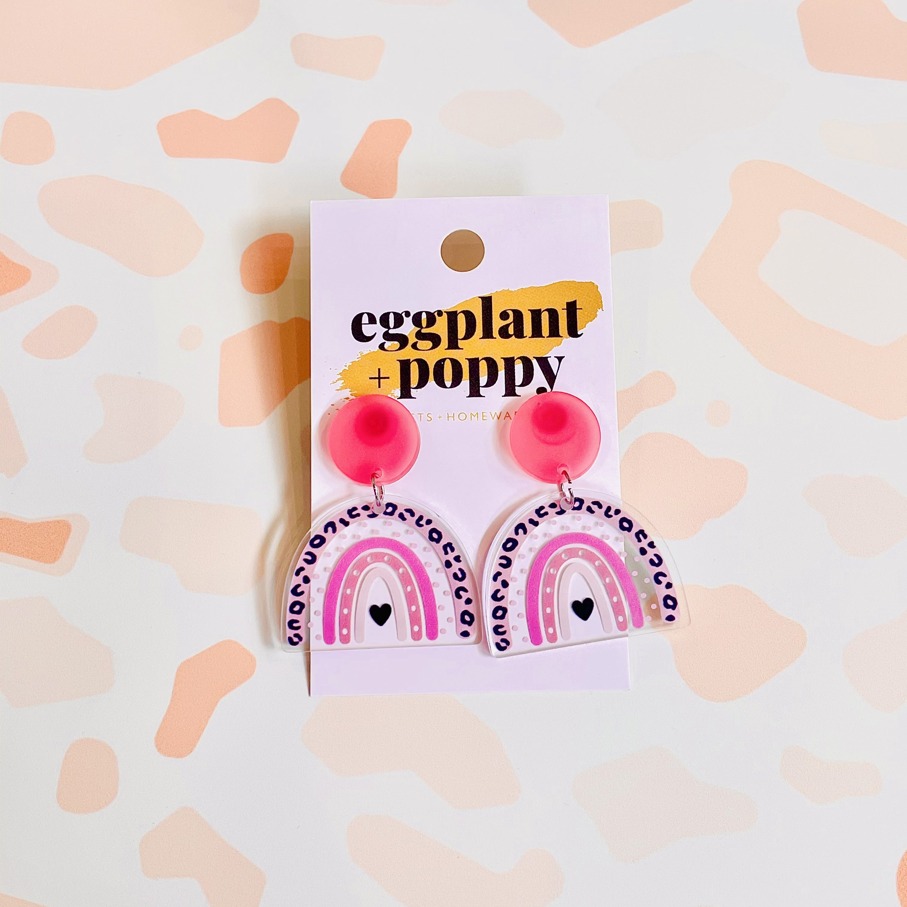 Pink Rainbow Heart Earrings