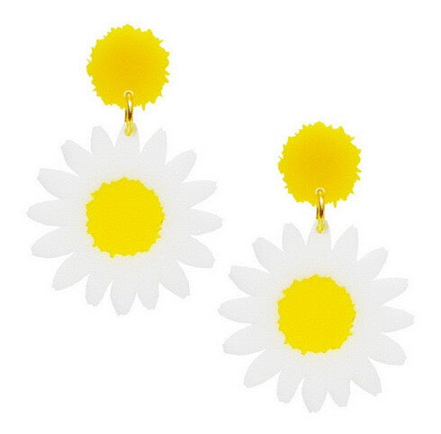 White Daisy Earrings