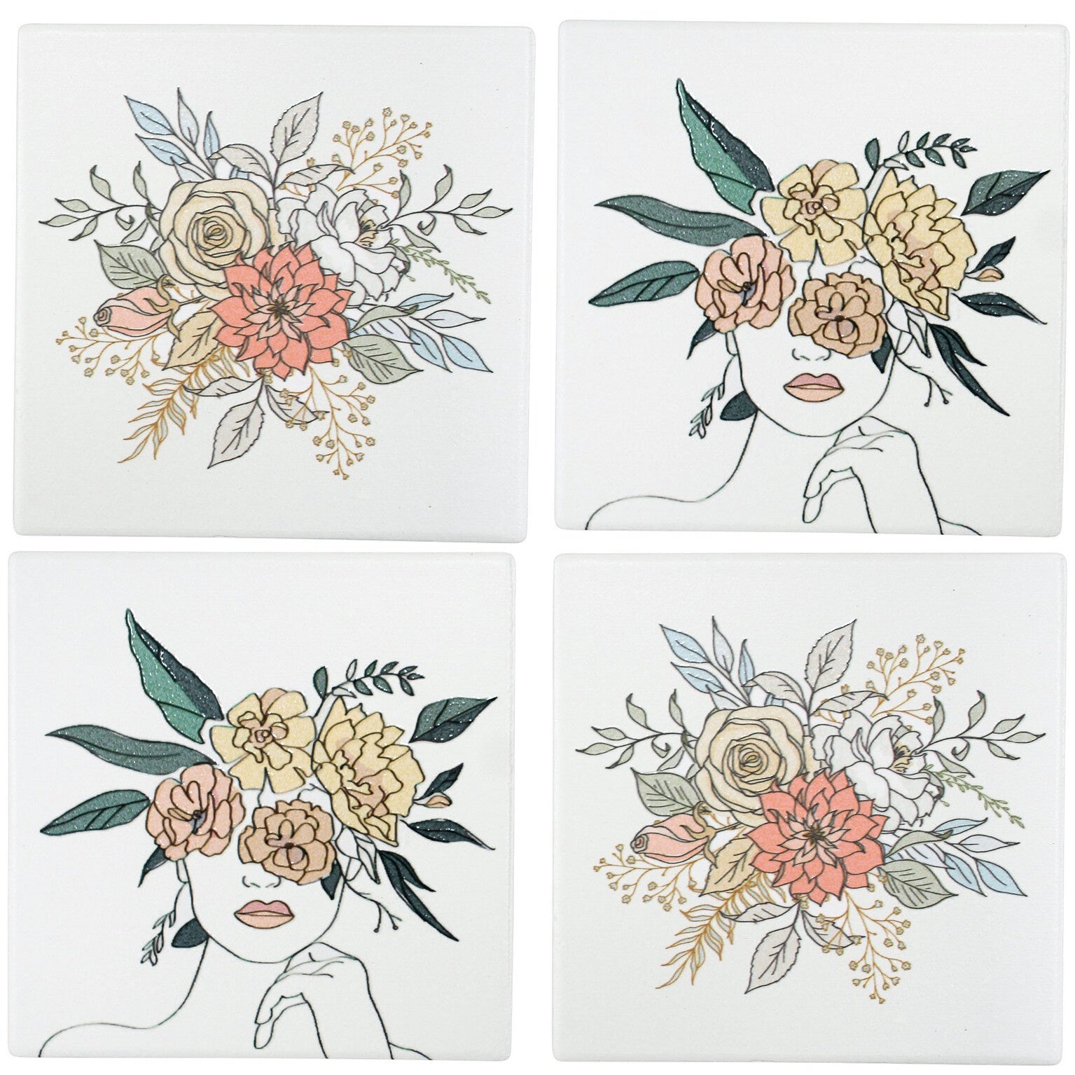 Ceramic Coasters - Boho Floral