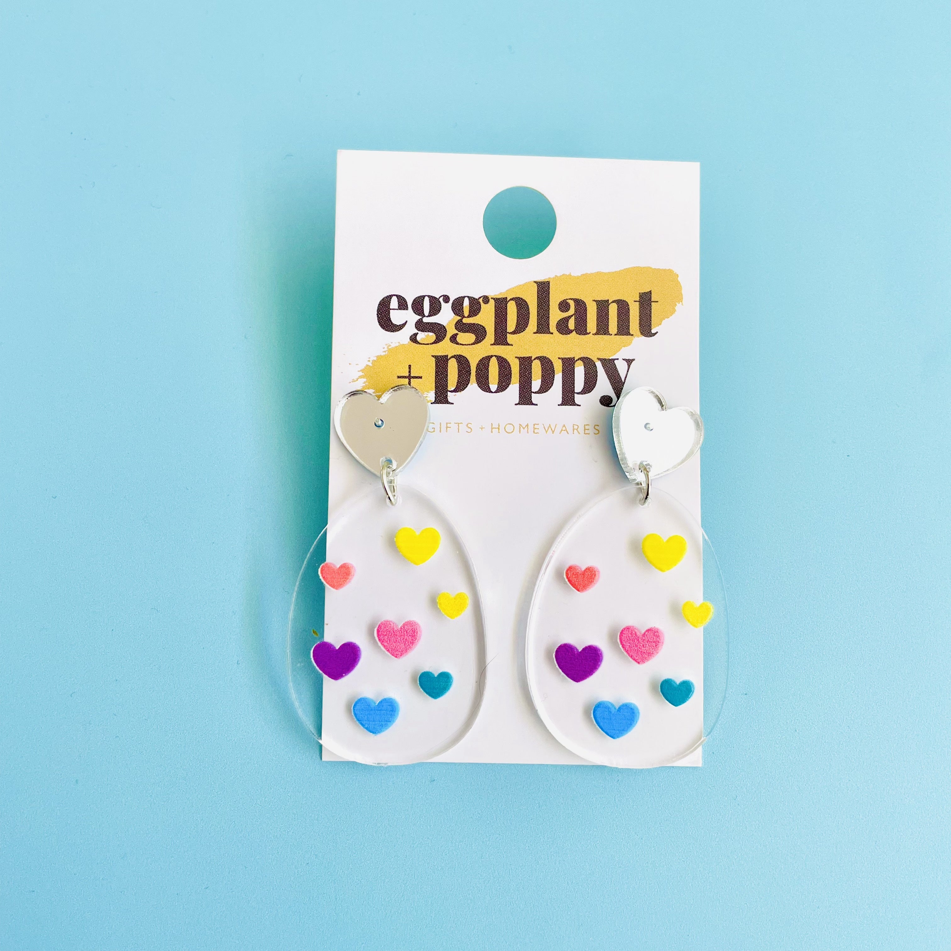 Clear Heart Earrings