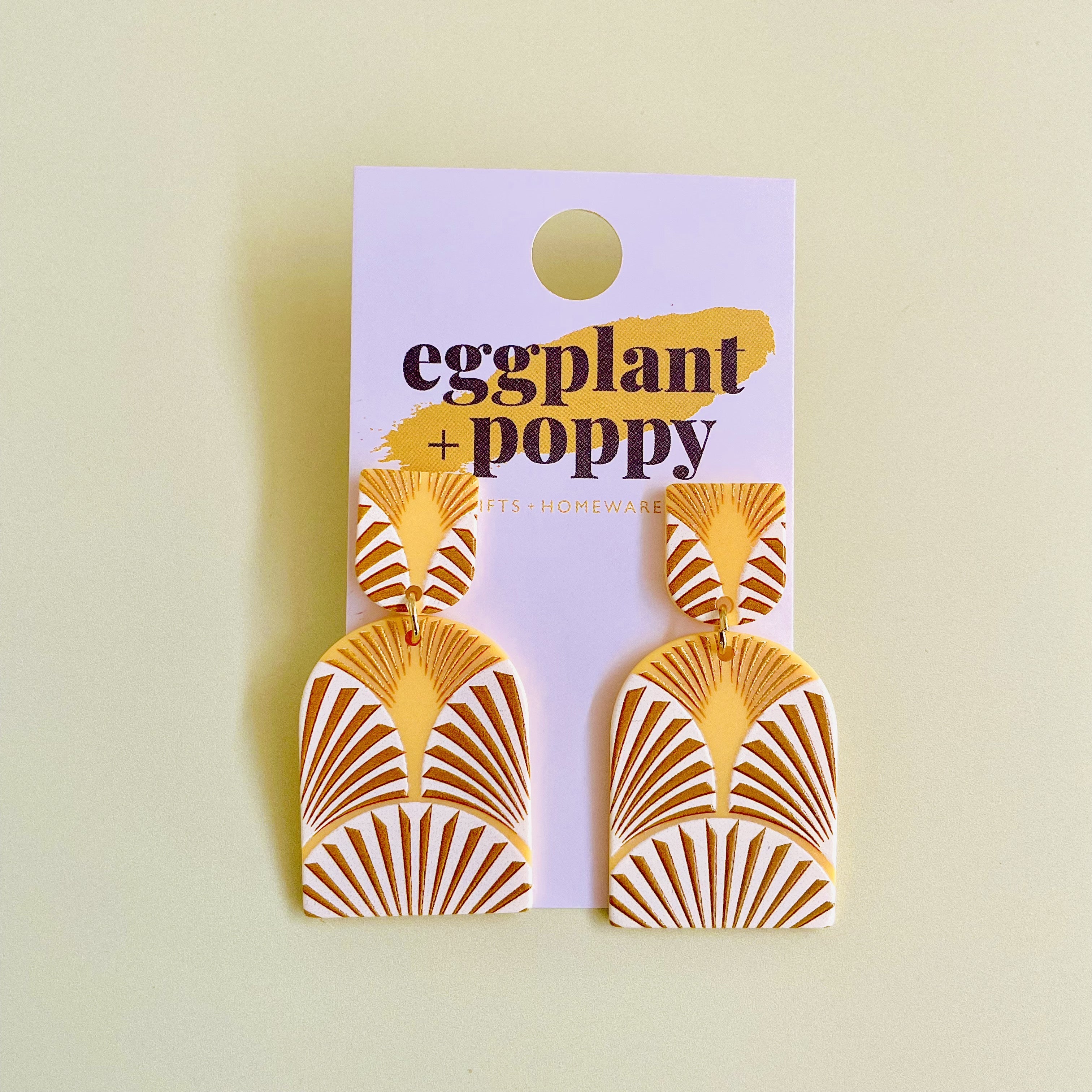 Art Earrings - Gold Deco