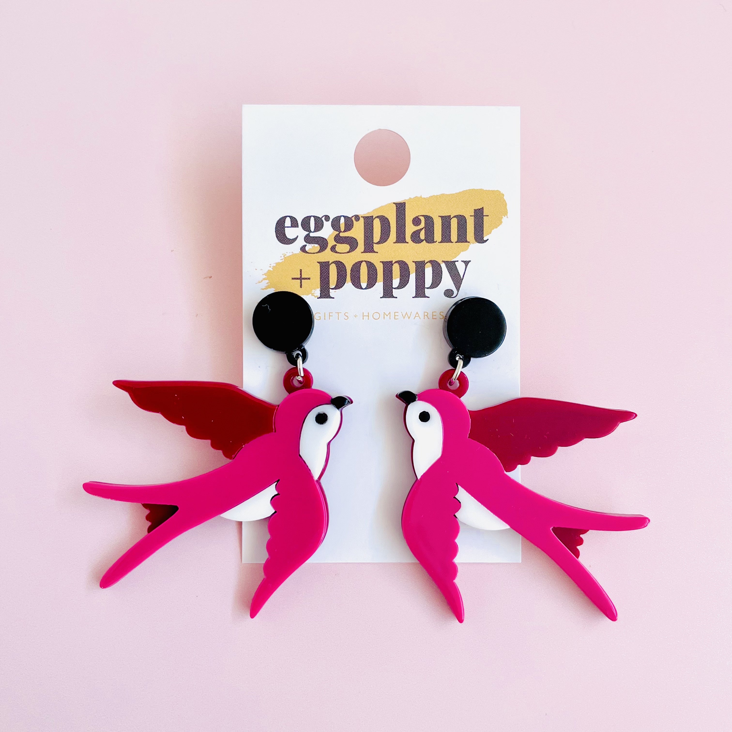 Pink Swallow Earrings