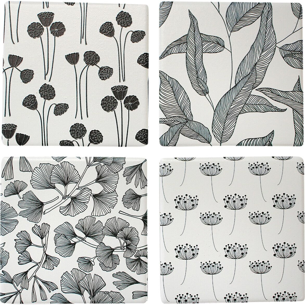 Ceramic Coasters - Mono Leaves