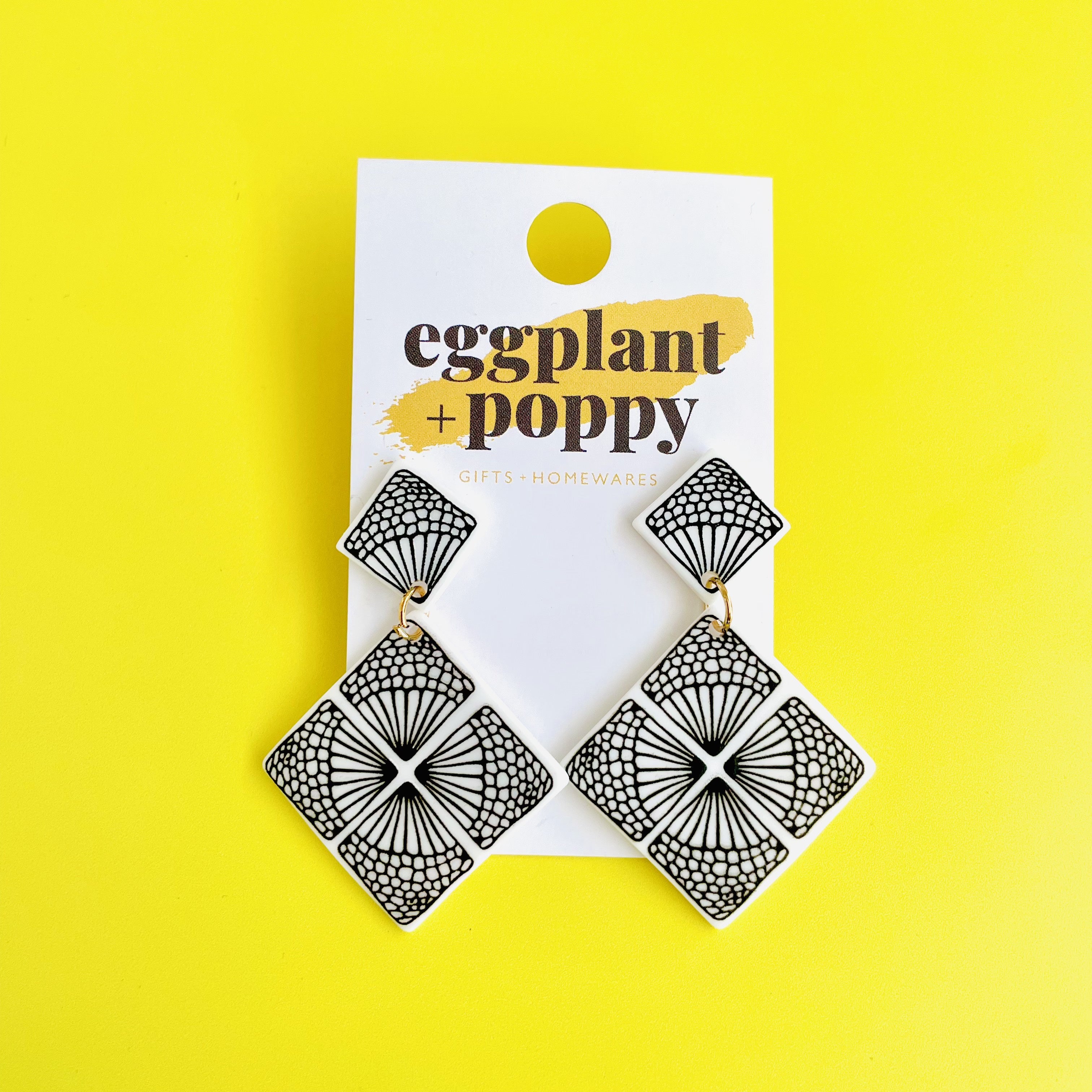 Art Earrings - Black & White Window
