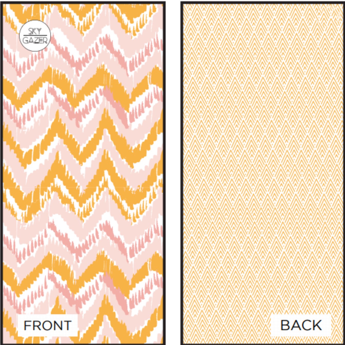 Skygazer Towel - The Airlie. A pink and orange design on towel with matching case. Available in-store and online at Eggplant+Poppy, Cairns.