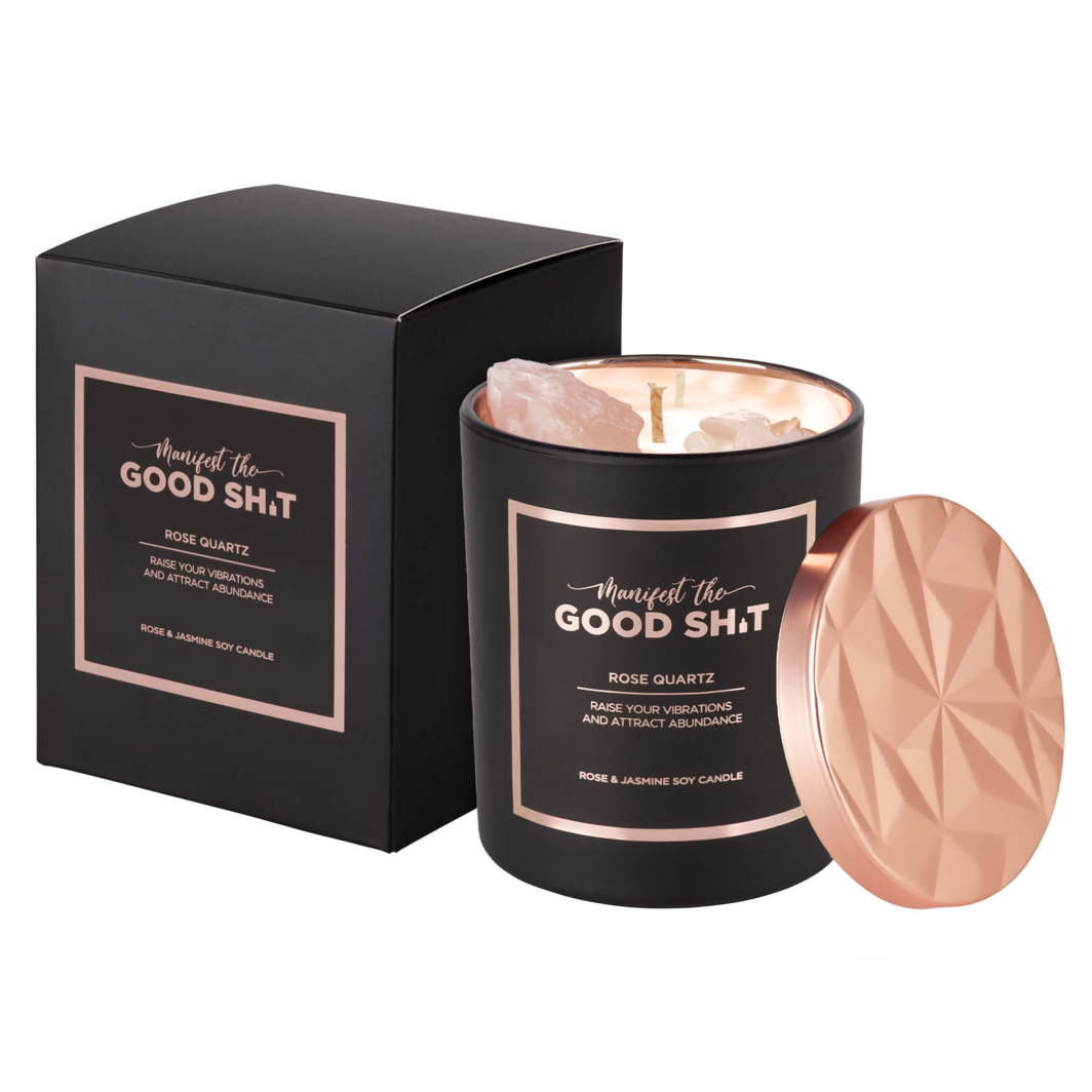 Candle- Manifest The Good Shit - Rose Quartz