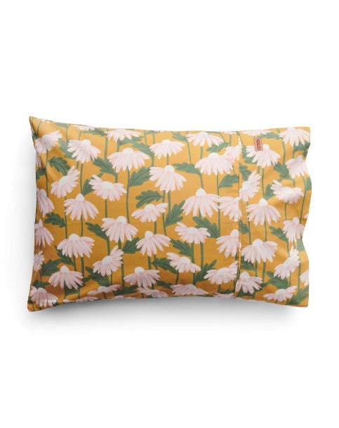 Organic Cotton Pillowcases - Daisy Bunch Mustard