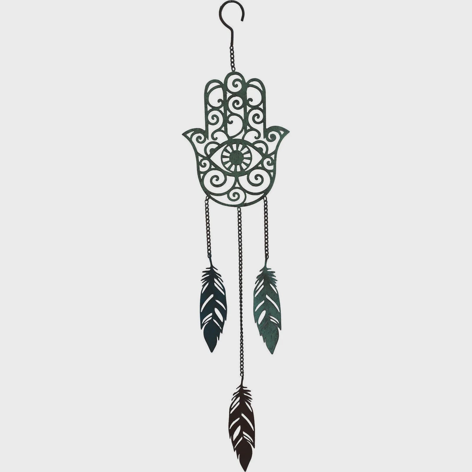 Hanging Hamsa with Feathers
