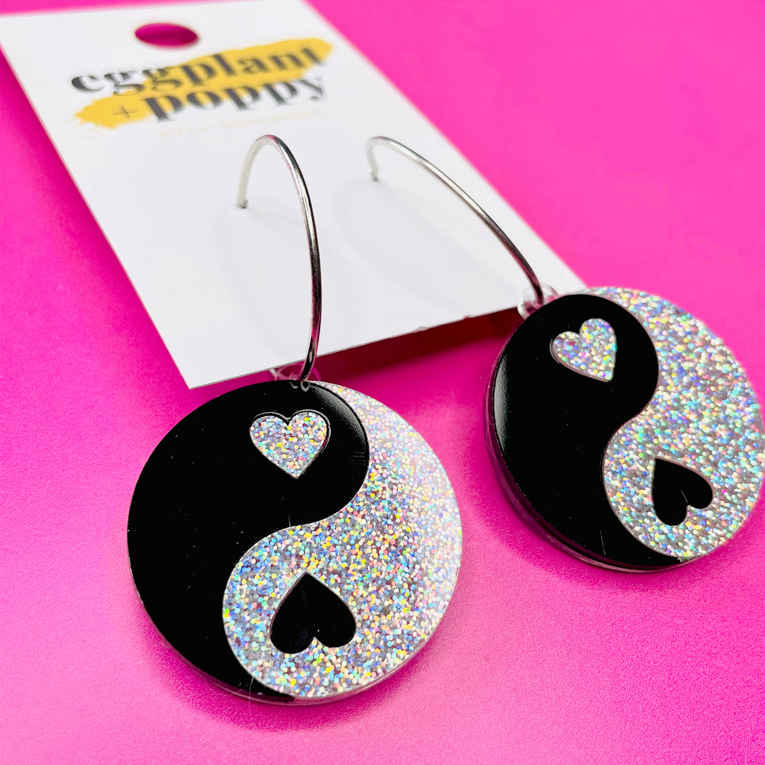 Ying Yang Hoop Earrings