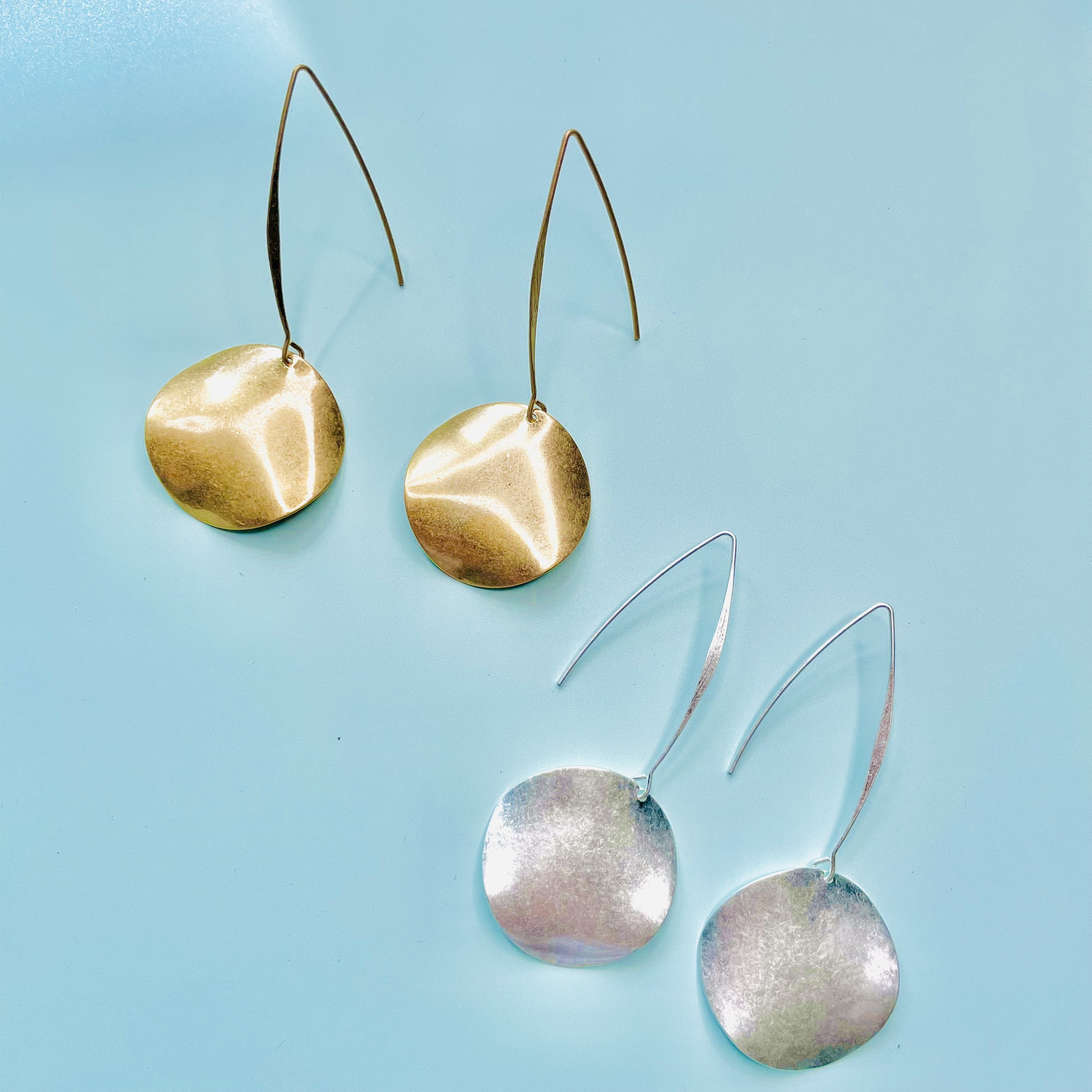 Brushed Disc Drop Earring
