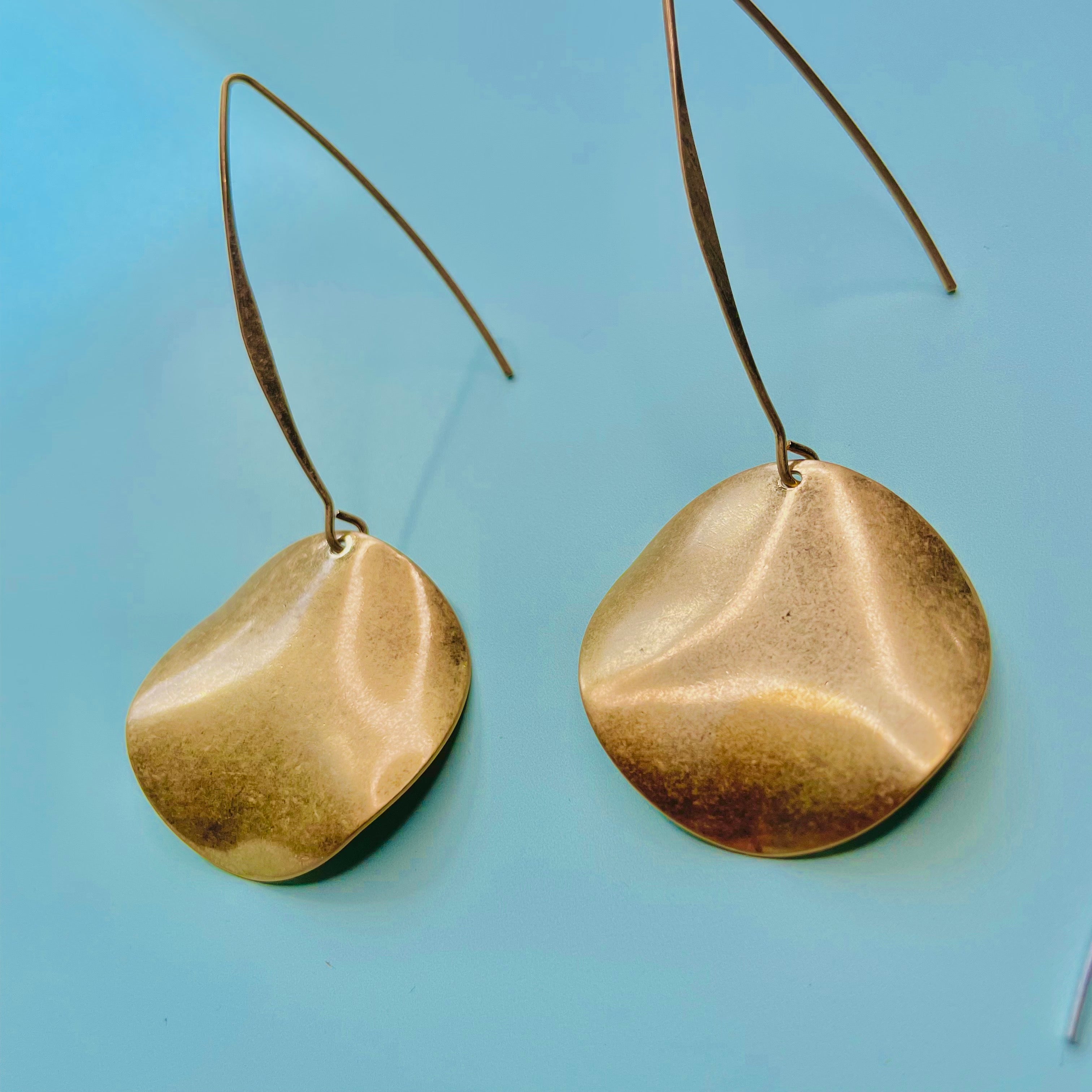 Brushed Disc Drop Earring