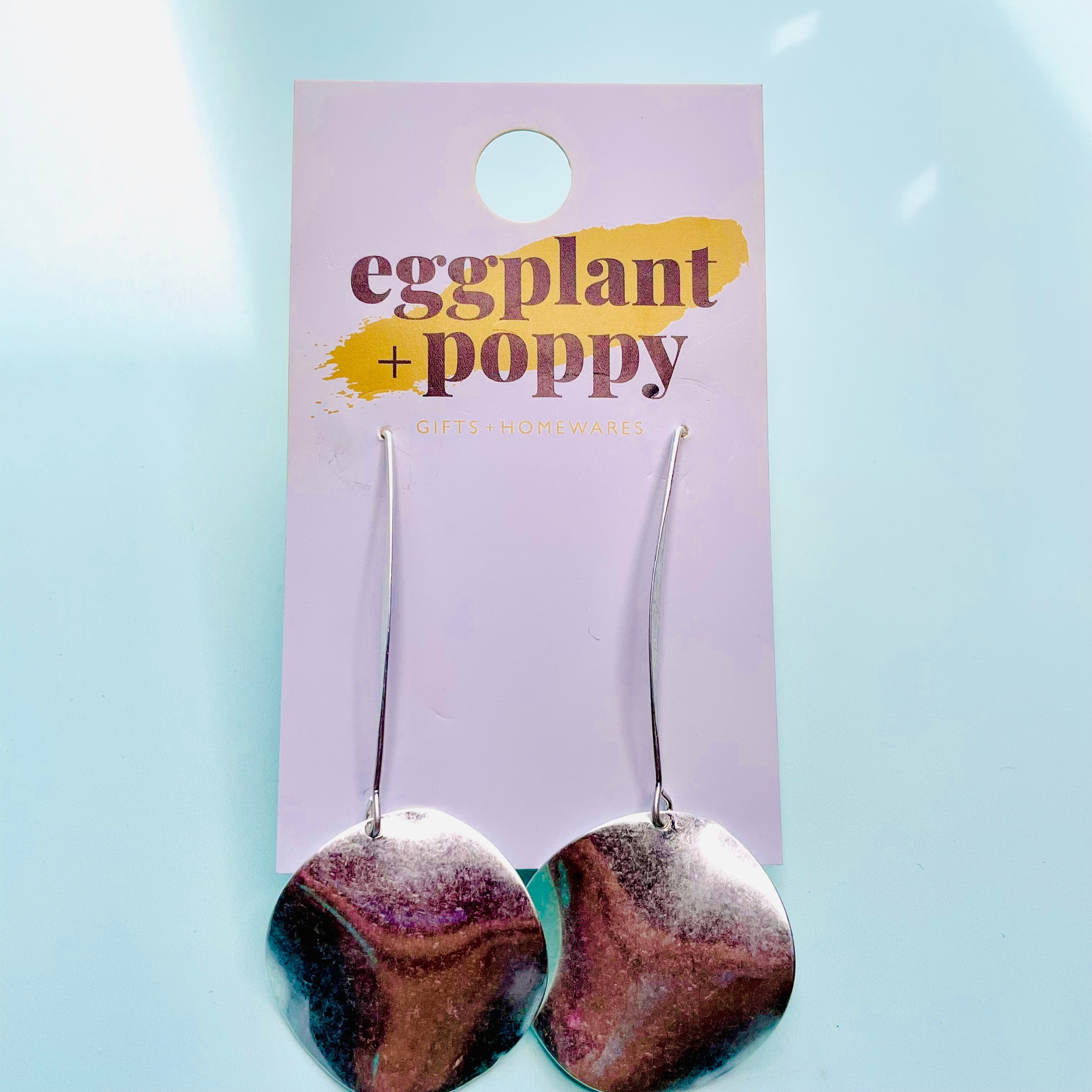 Brushed Disc Drop Earring