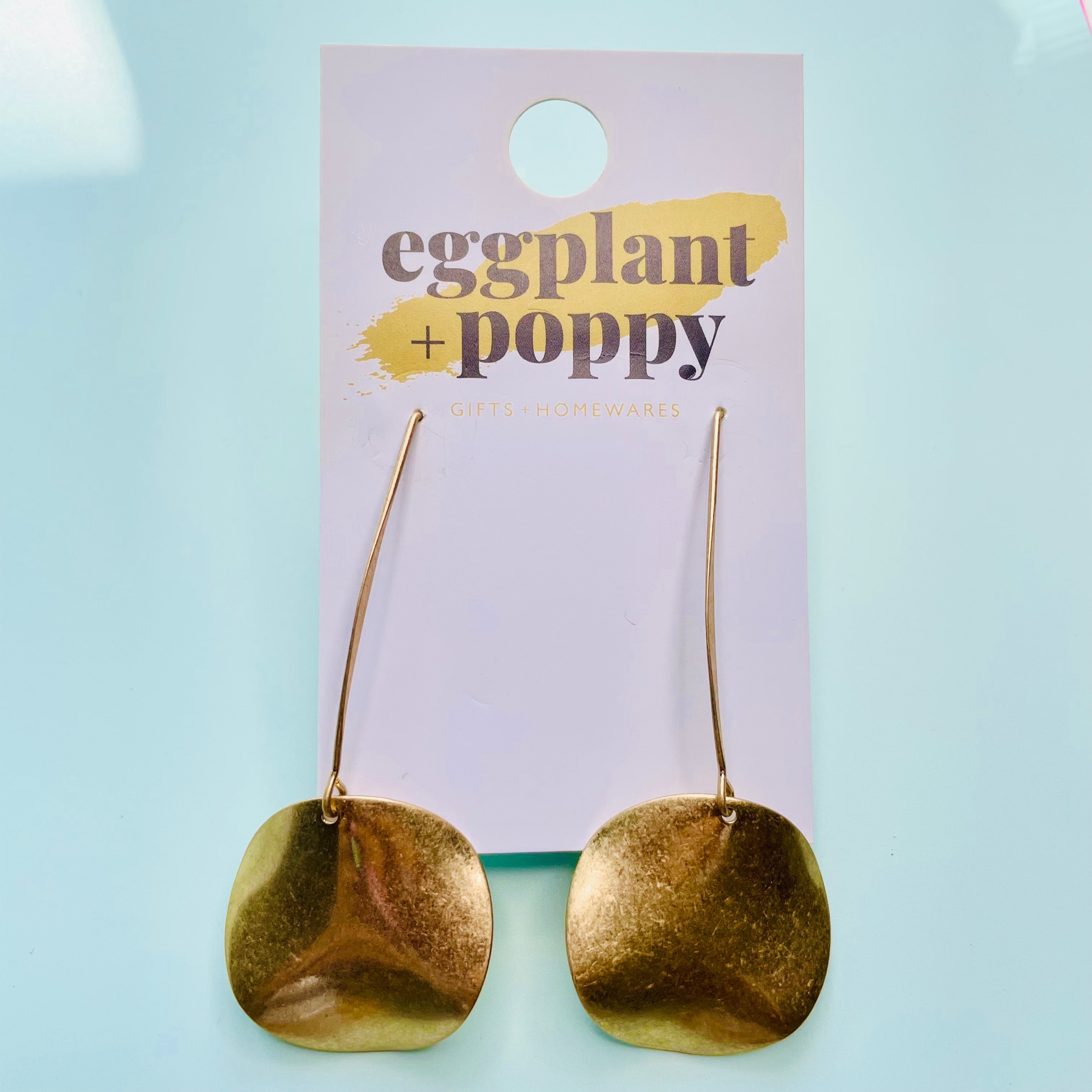 Brushed Disc Drop Earring