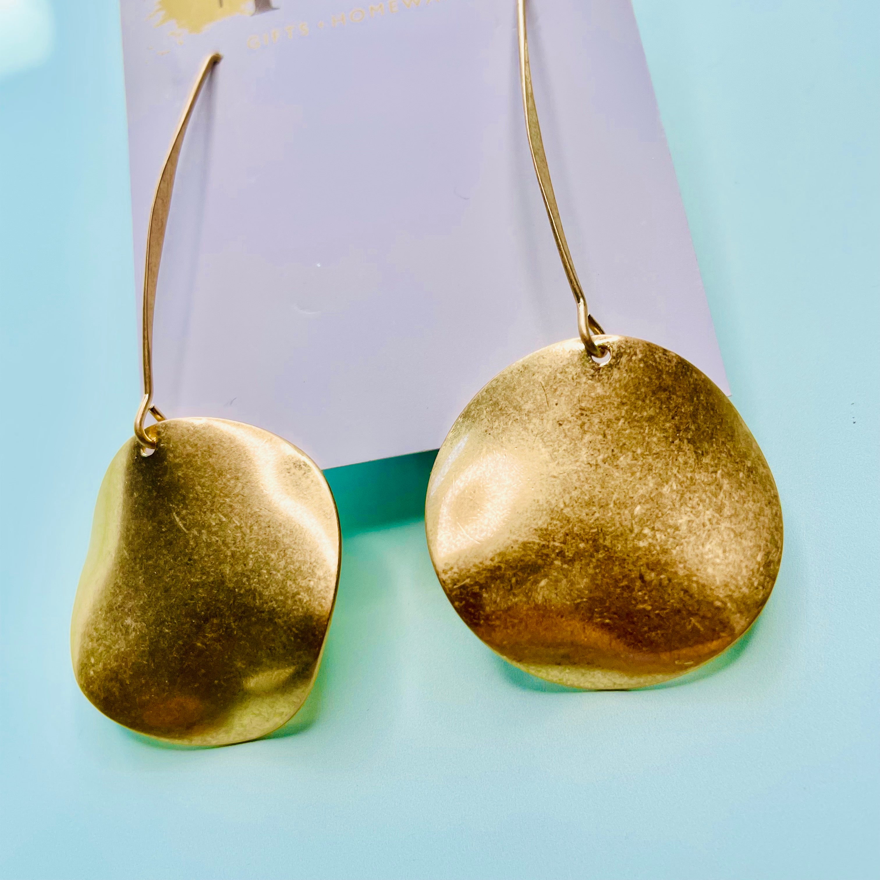 Brushed Disc Drop Earring