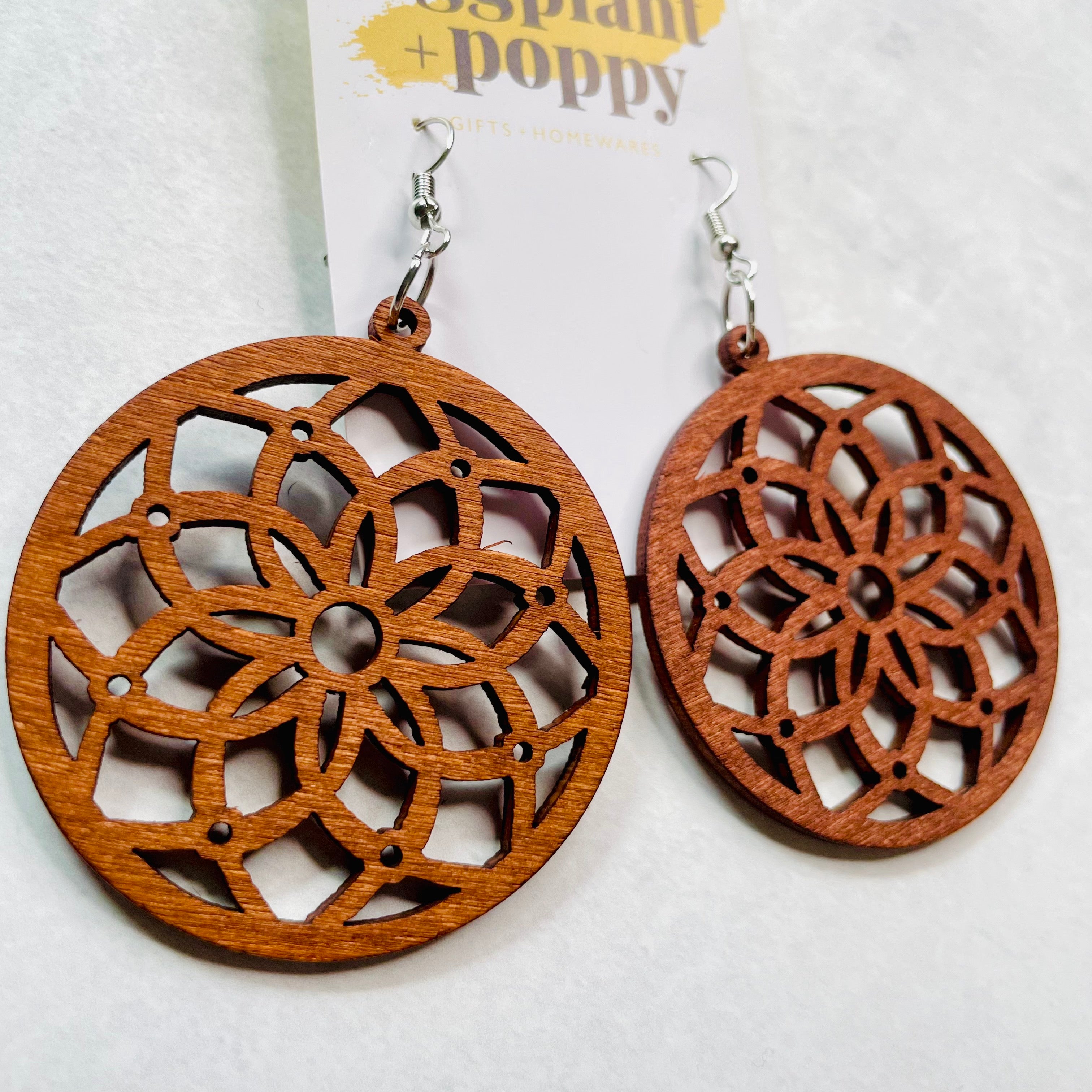 Timber Round Flower Earrings