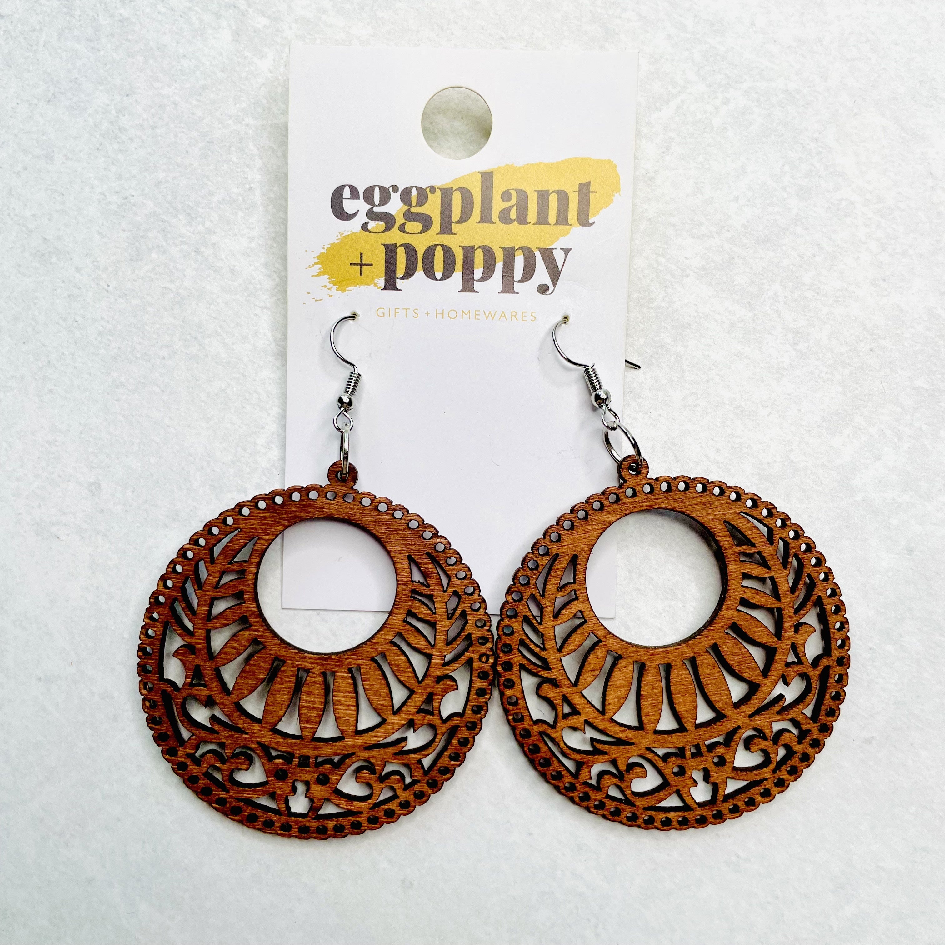 Timber Round Detail Earrings