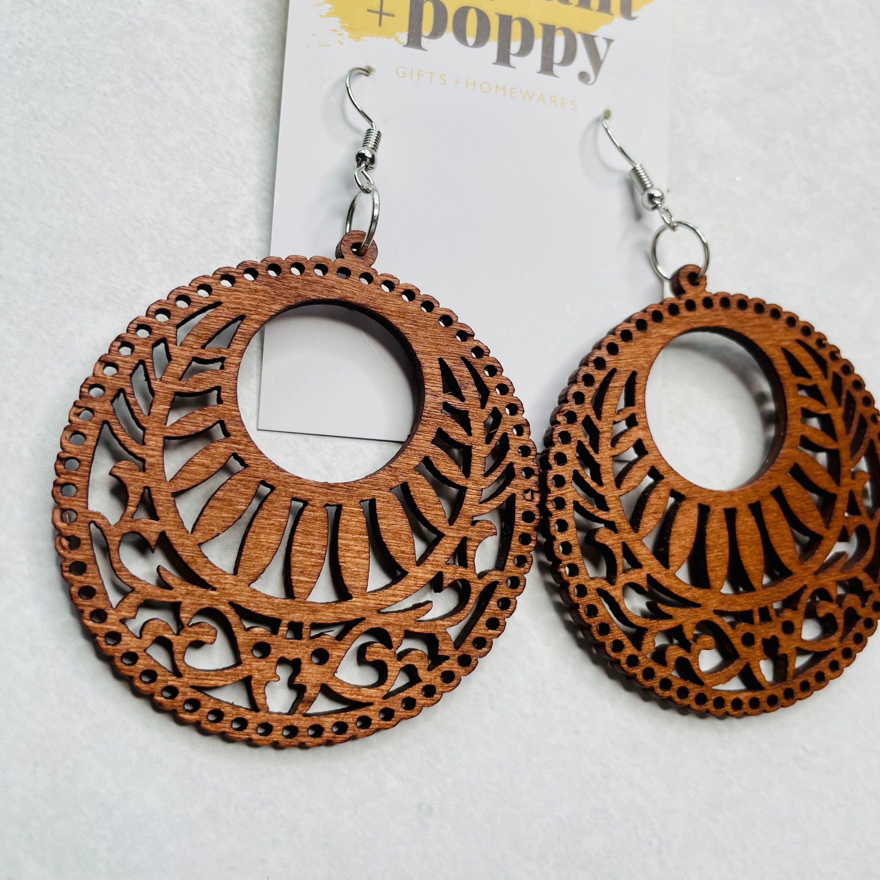 Timber Round Detail Earrings