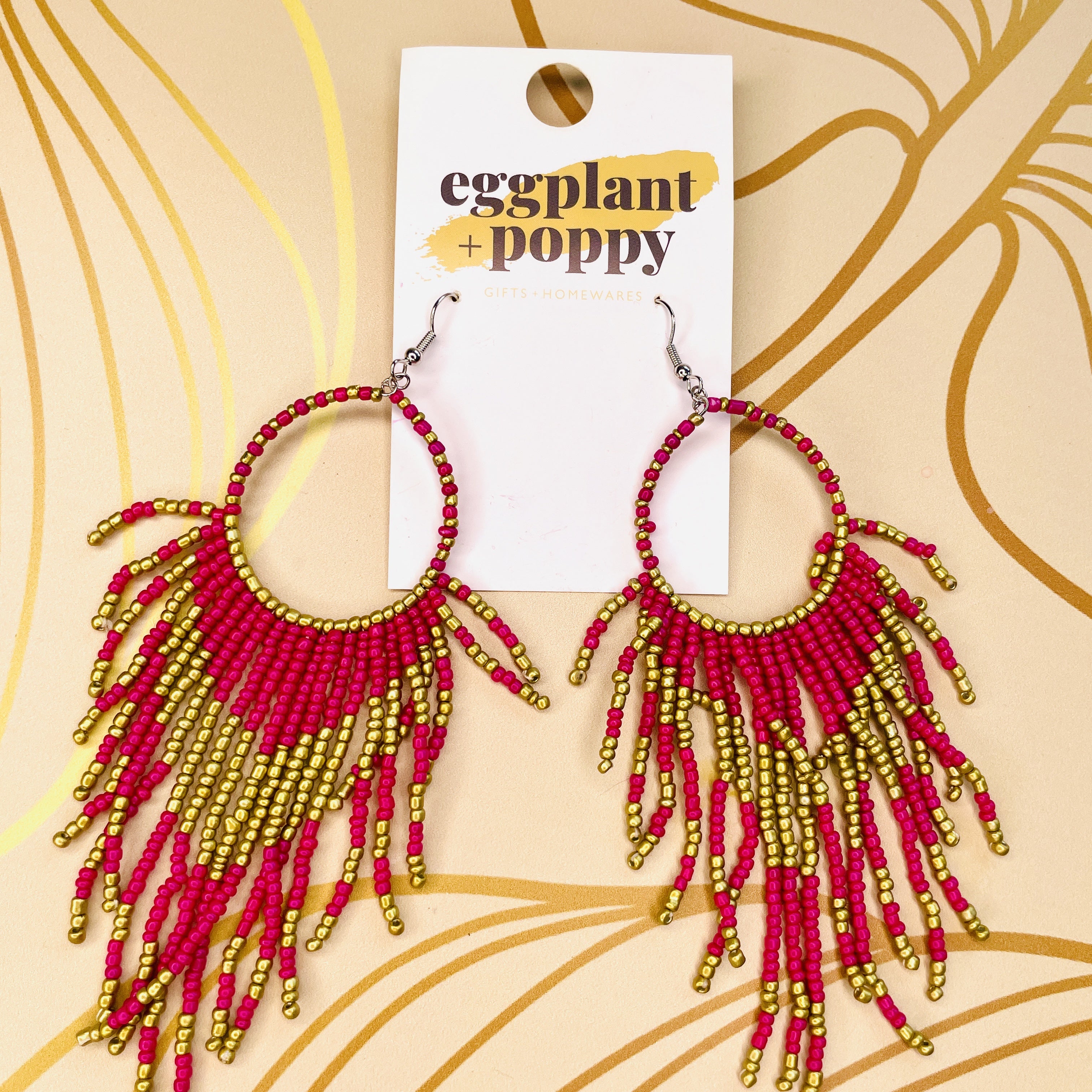 Gold & Pink Chandelier Earrings