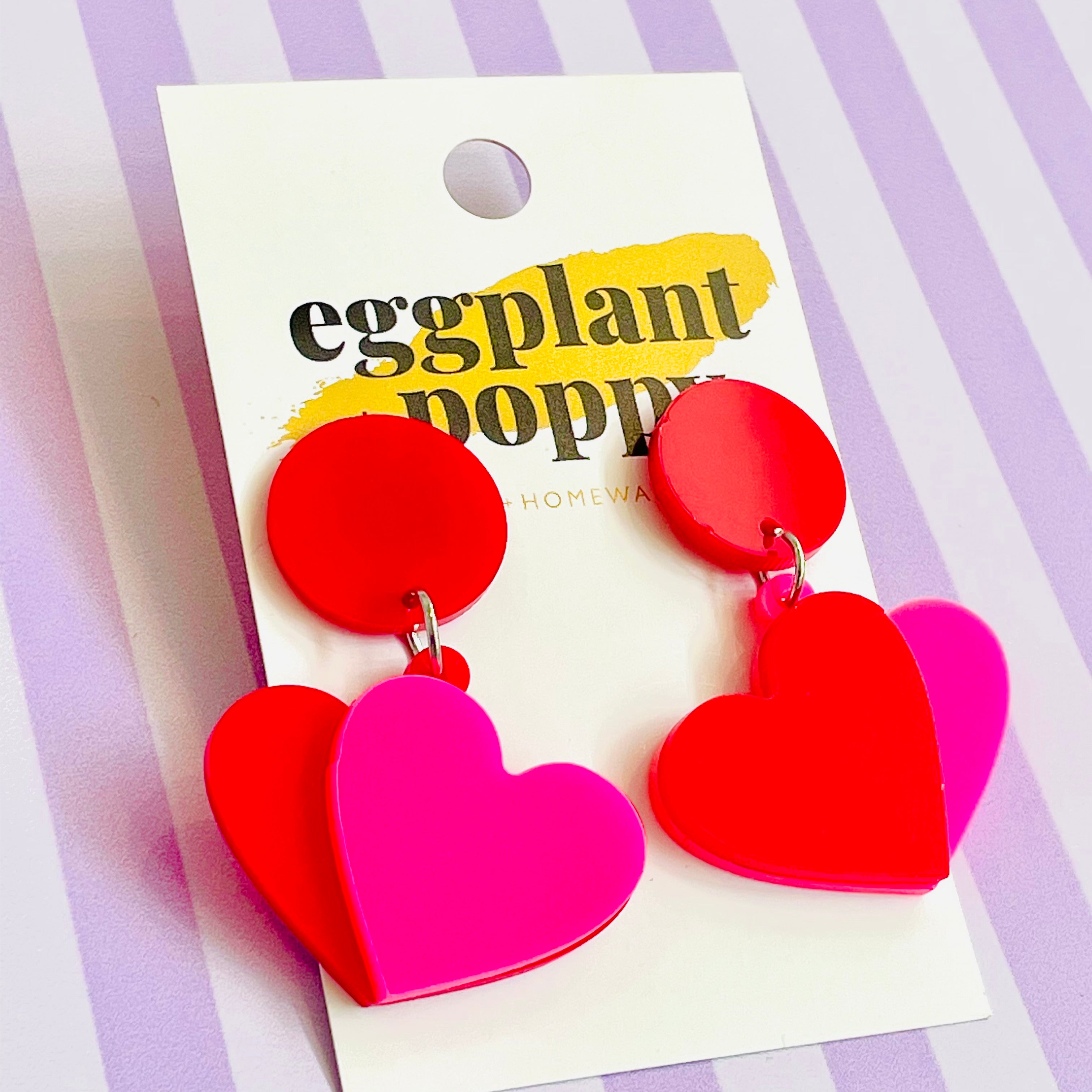 Pink & Red Heart Earrings