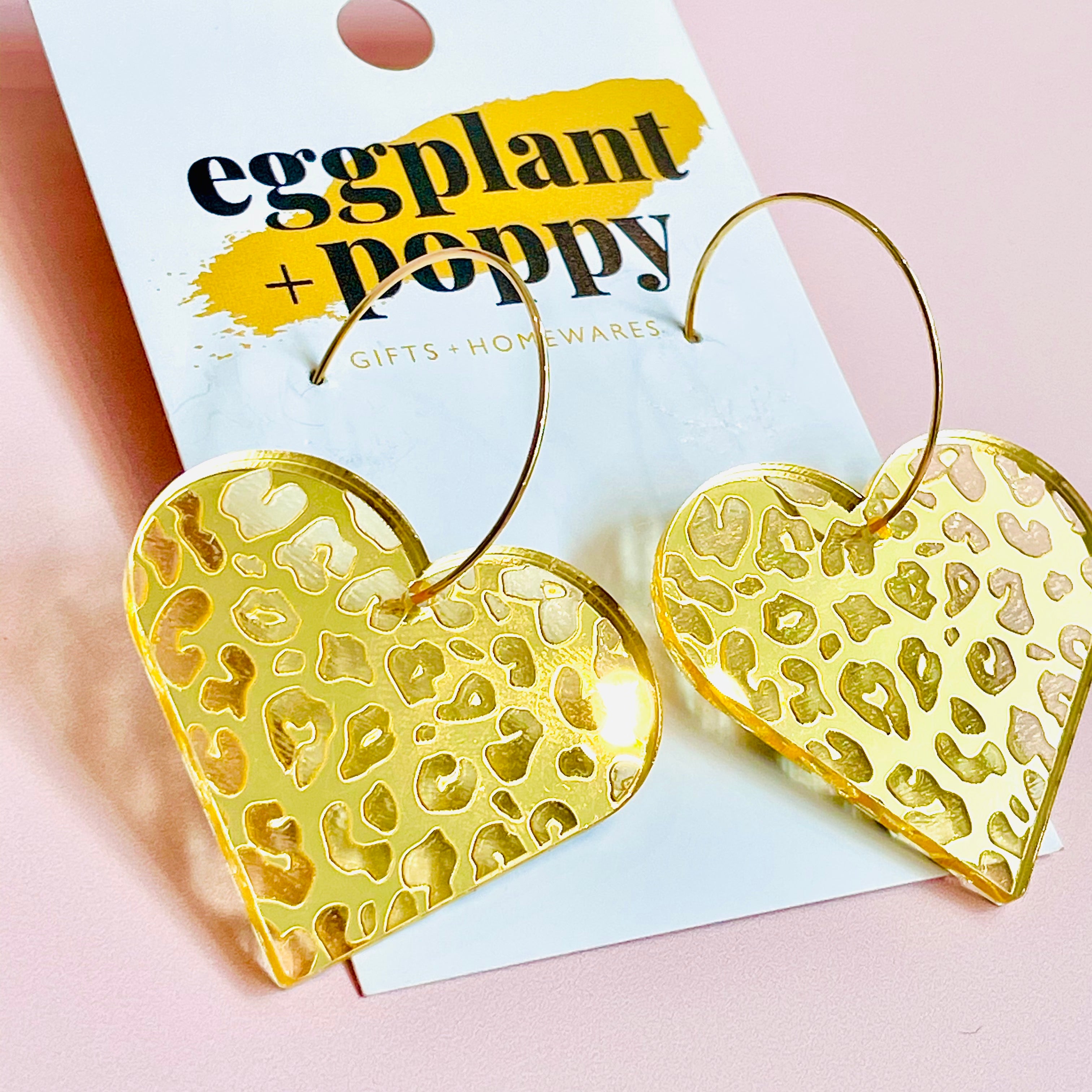 Gold Leopard Heart Earrings