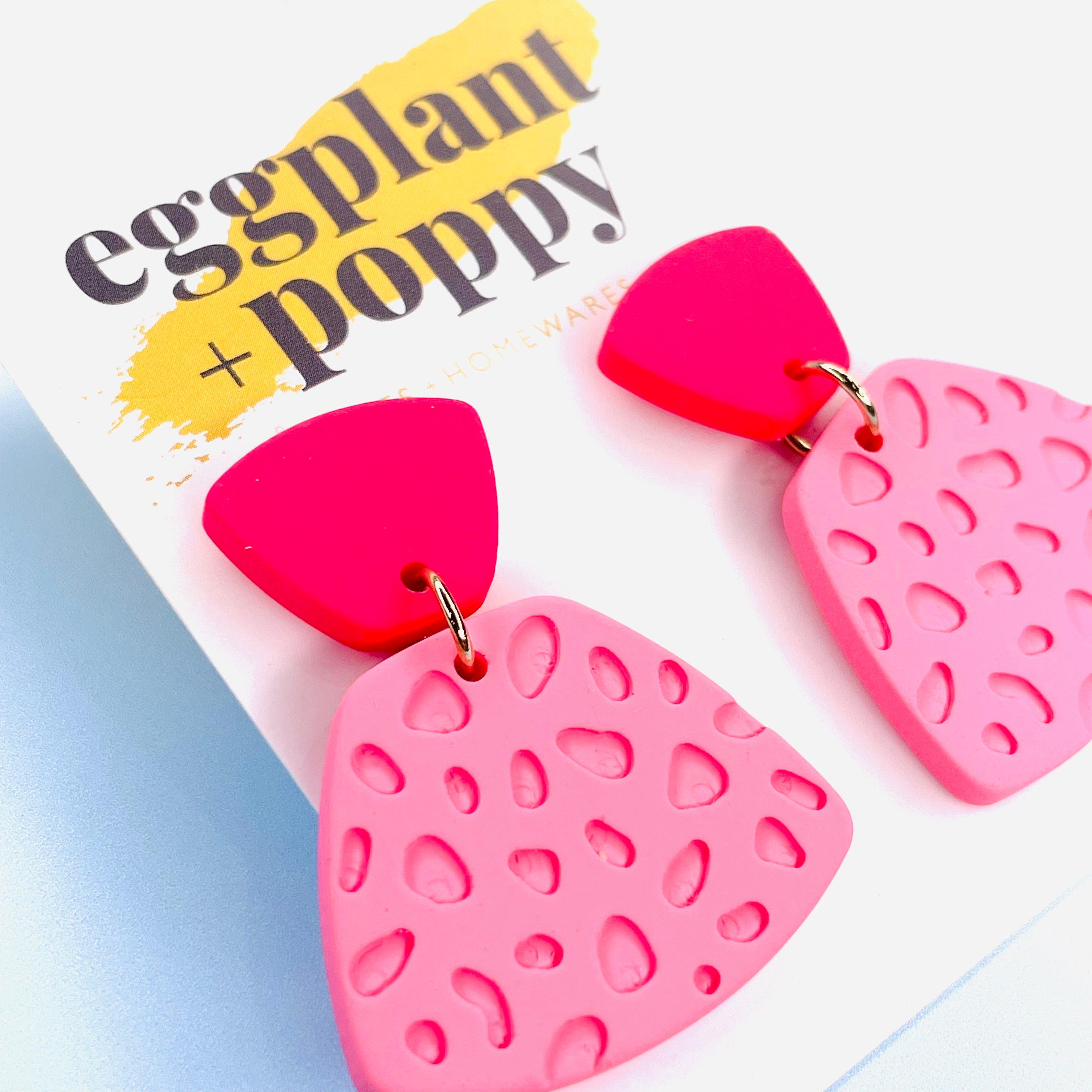 Art Earrings - Two Tone Pink