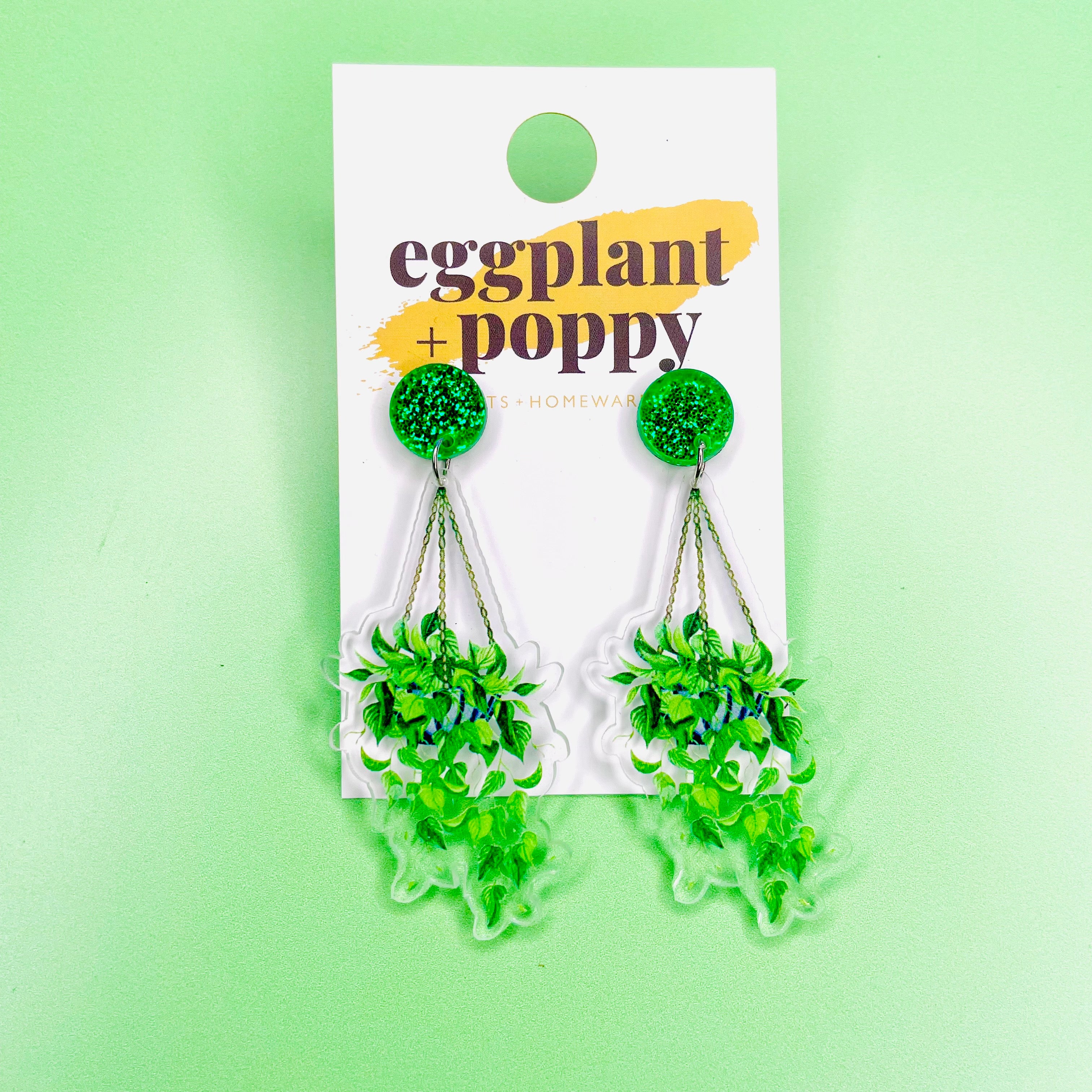 Hanging Pot Earrings - Pothos