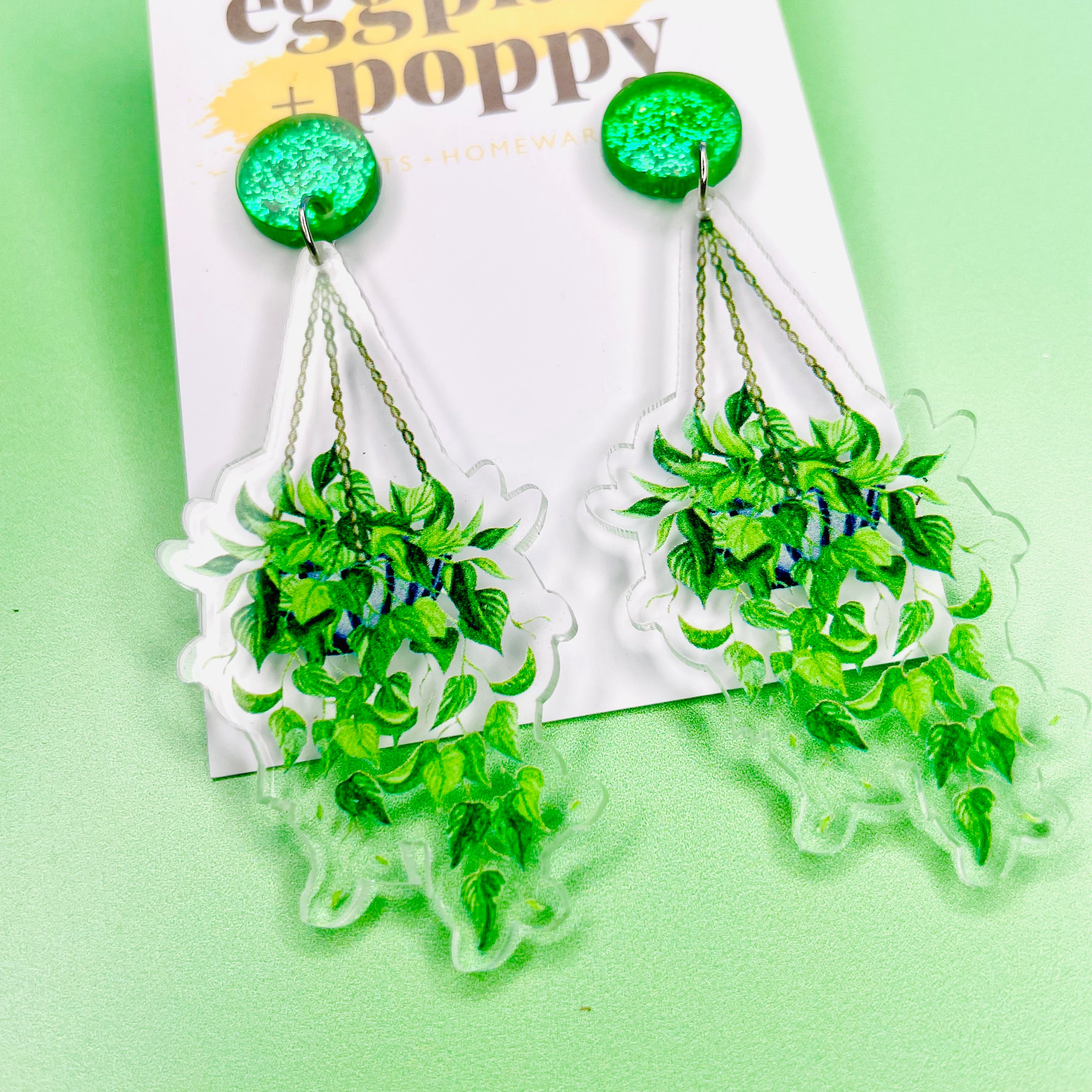 Hanging Pot Earrings - Pothos