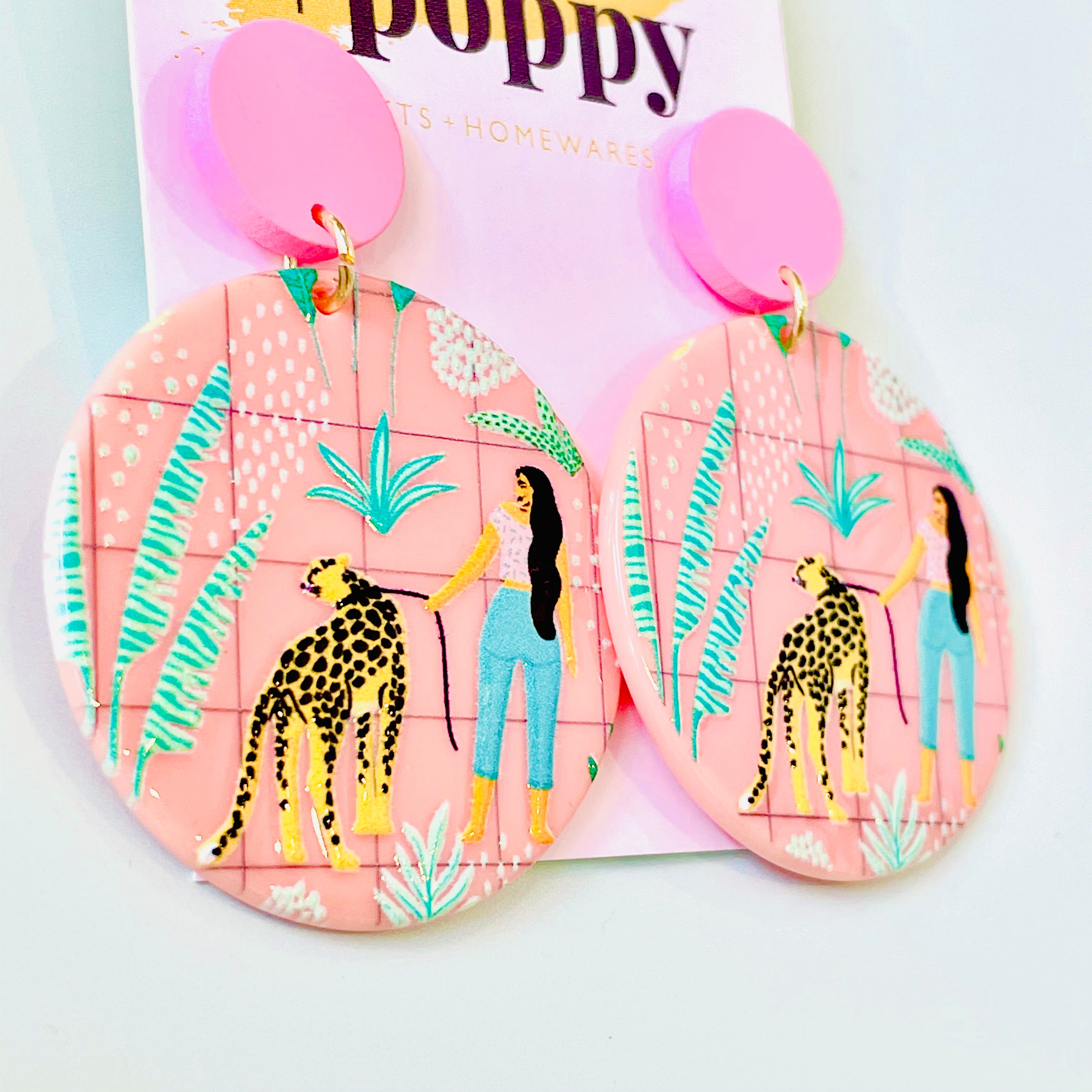 Art Earrings - Jungle Lady