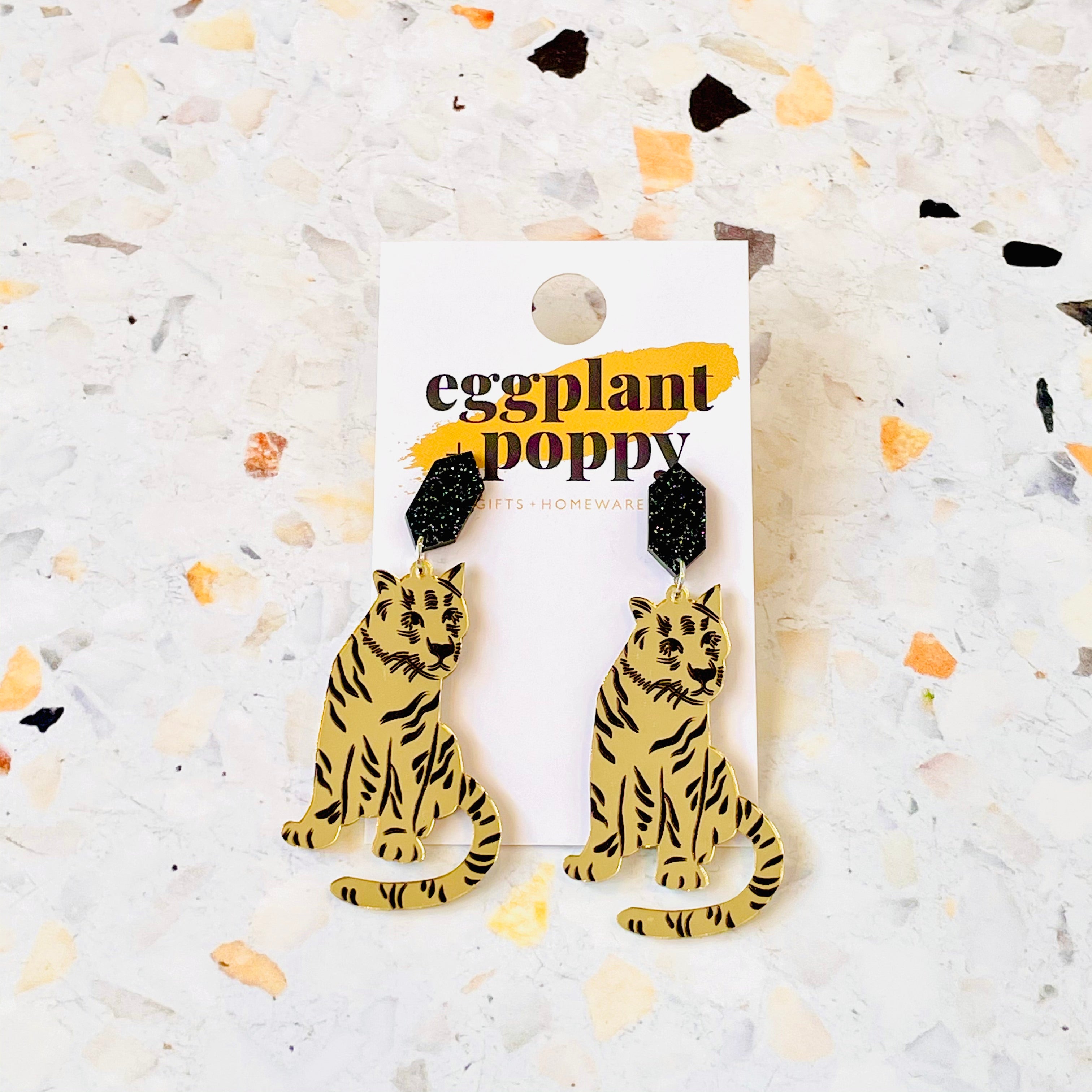 Gold Tiger Earrings