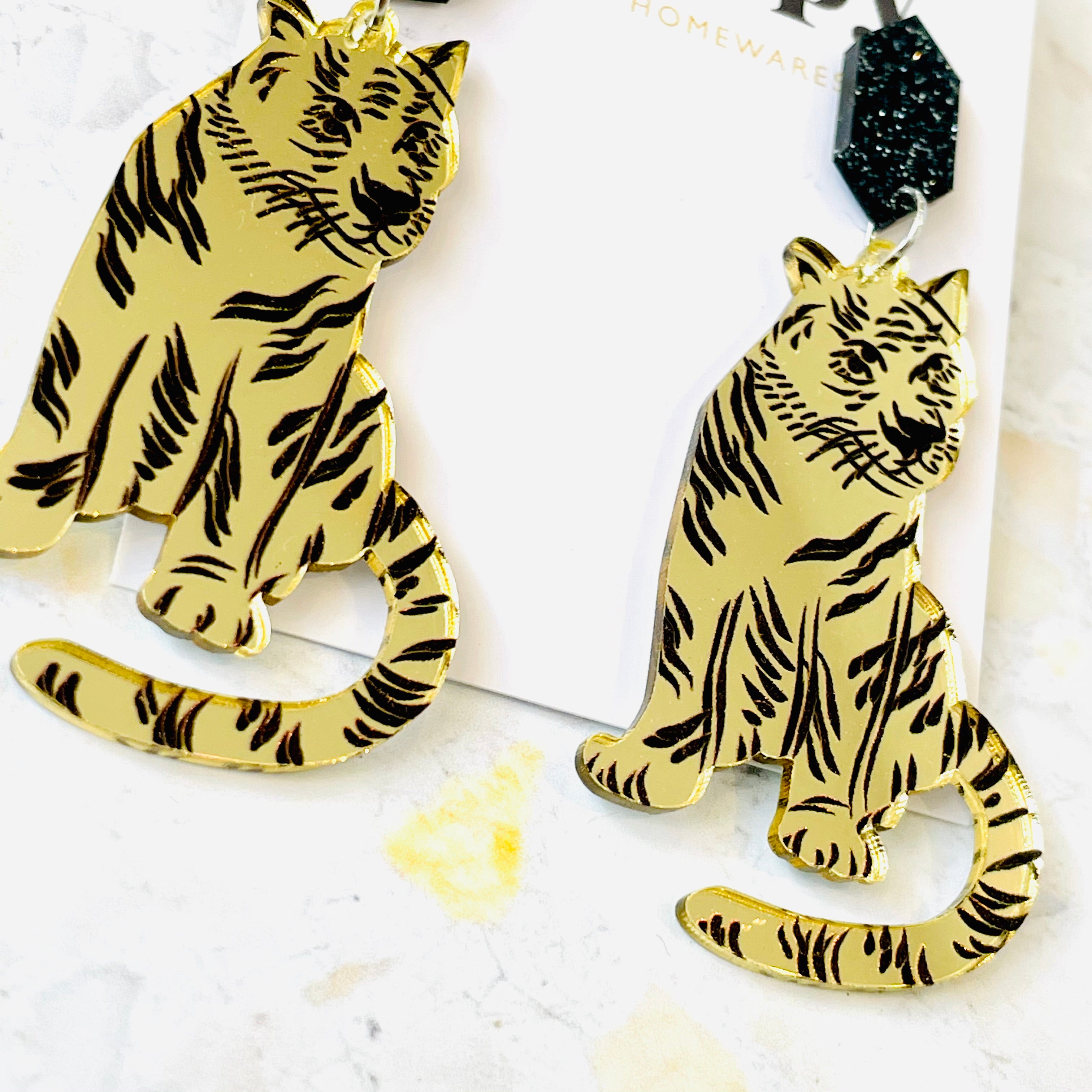 Gold Tiger Earrings