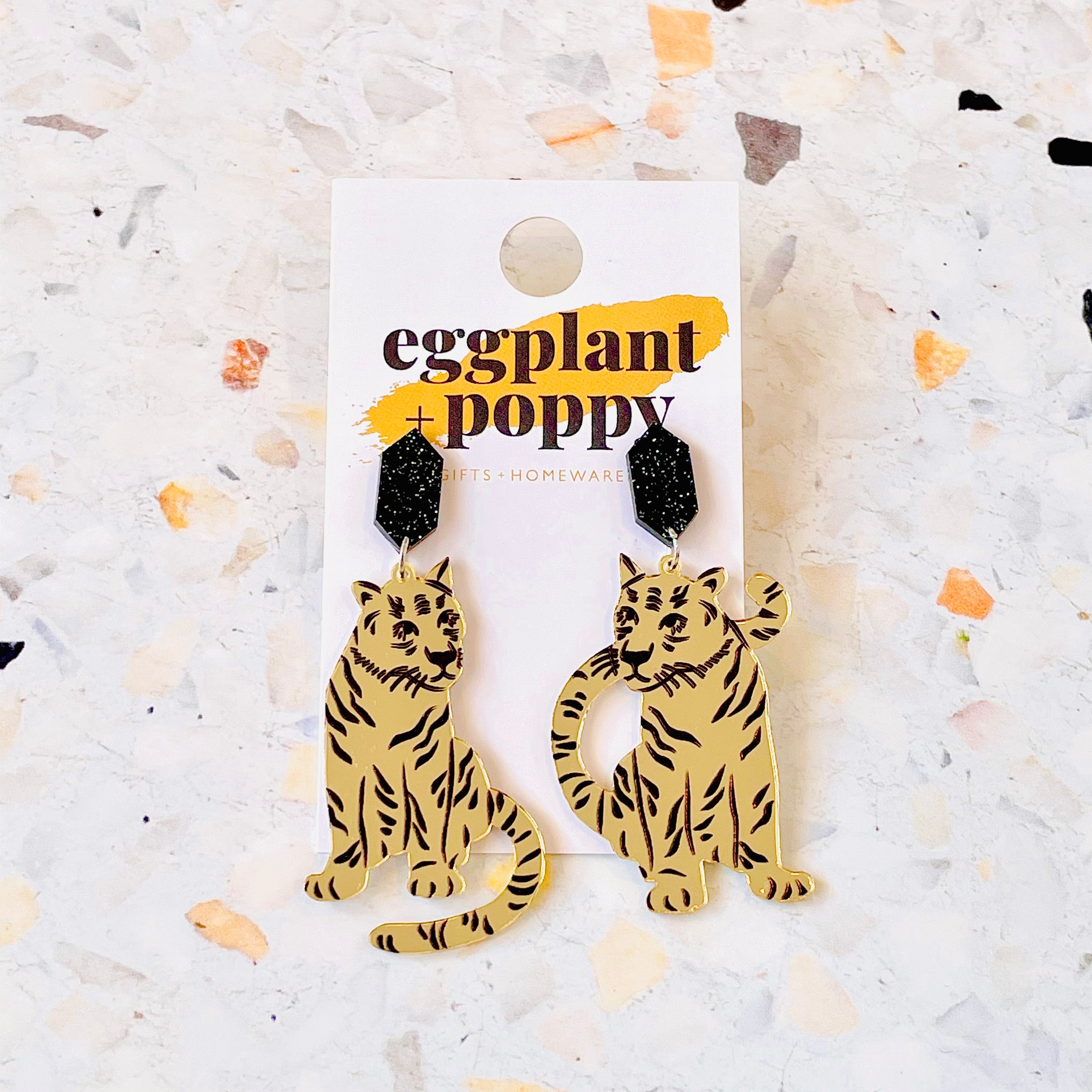 Gold Tiger Earrings