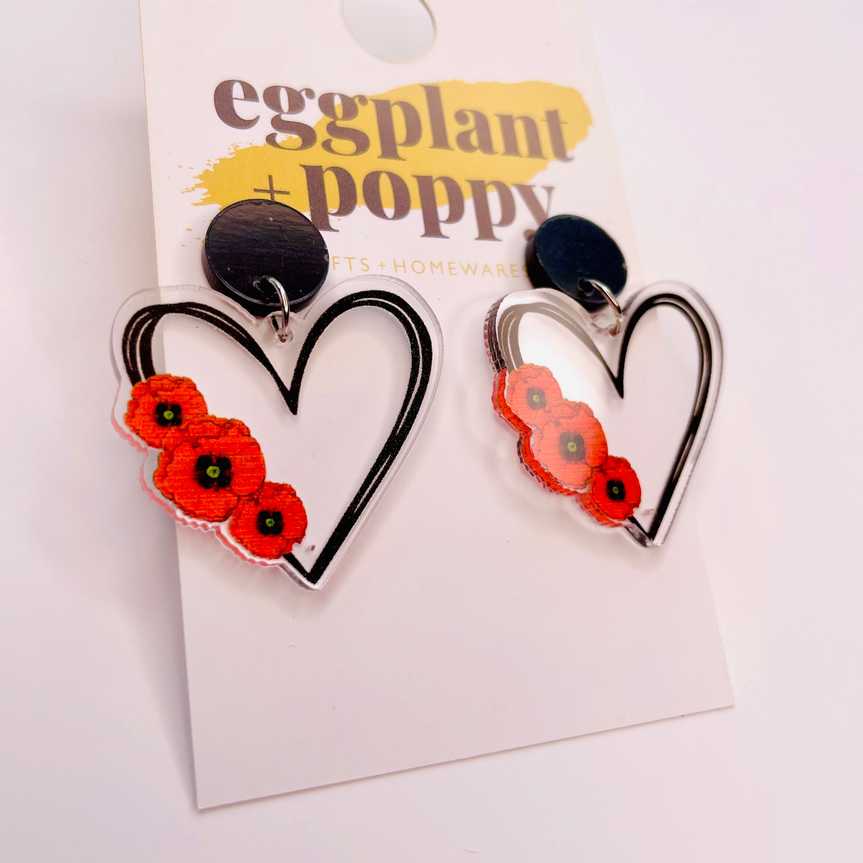 Poppy Love Heart Earrings