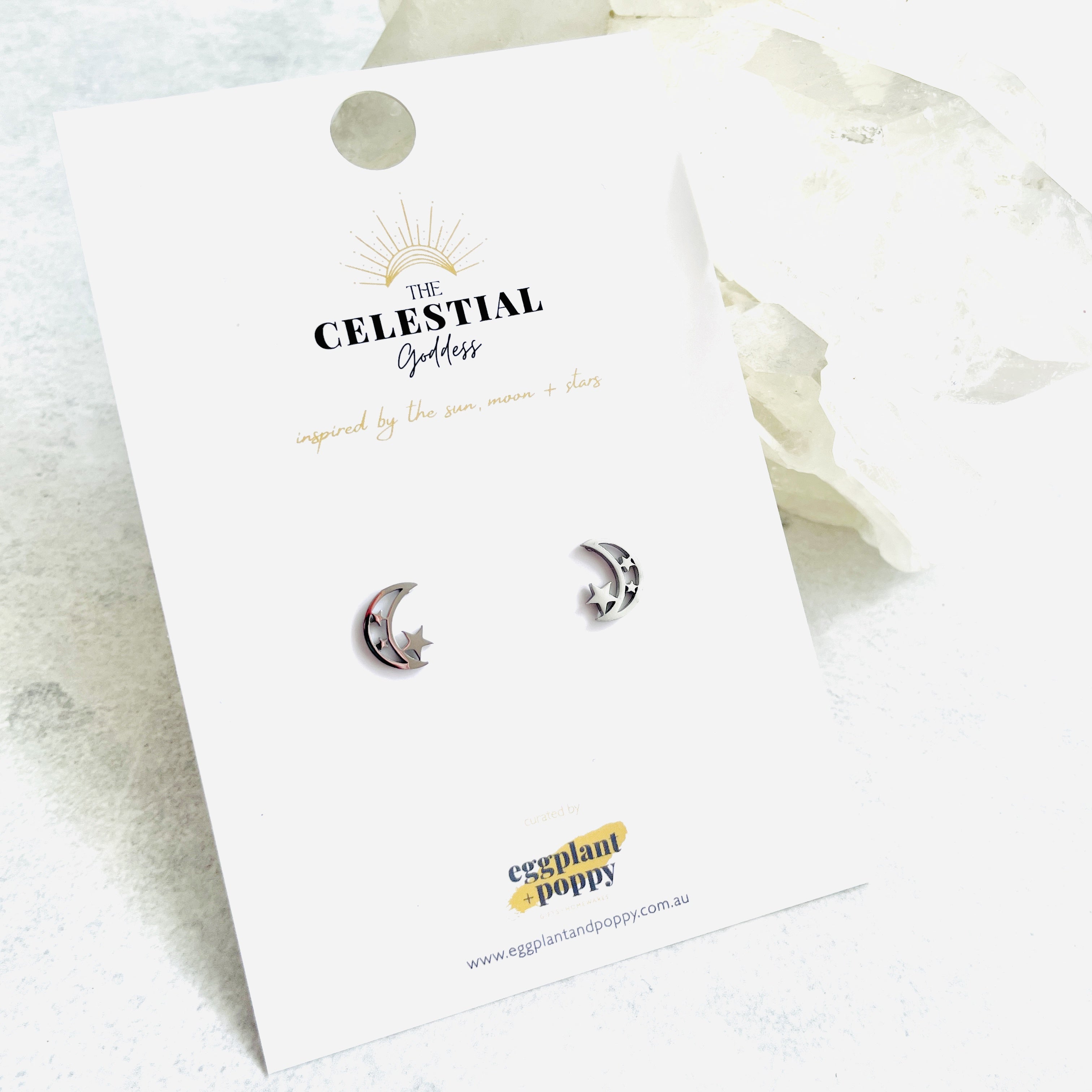 Stainless Steel Stud Earring - Moon