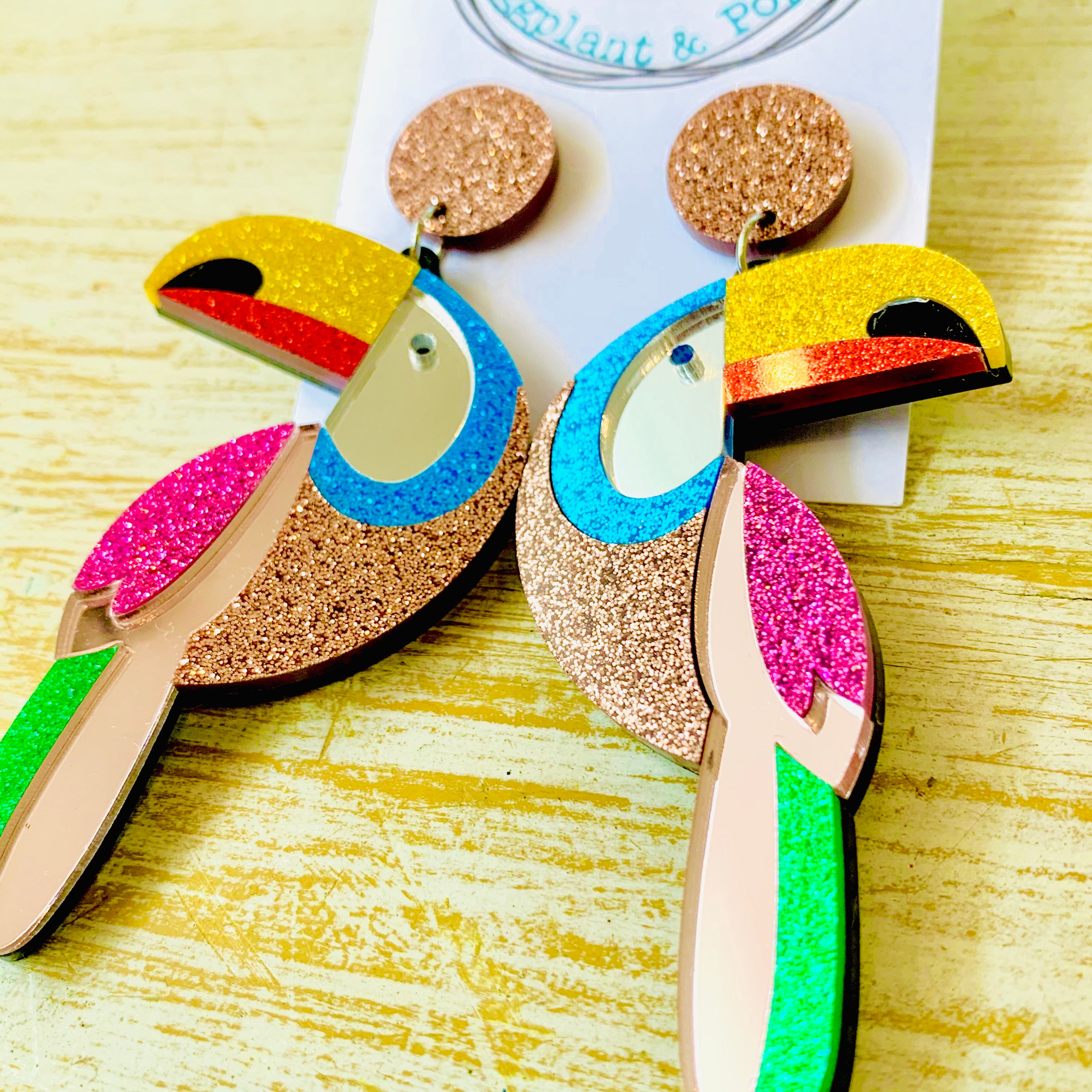 Toucan Earrings - Glitter