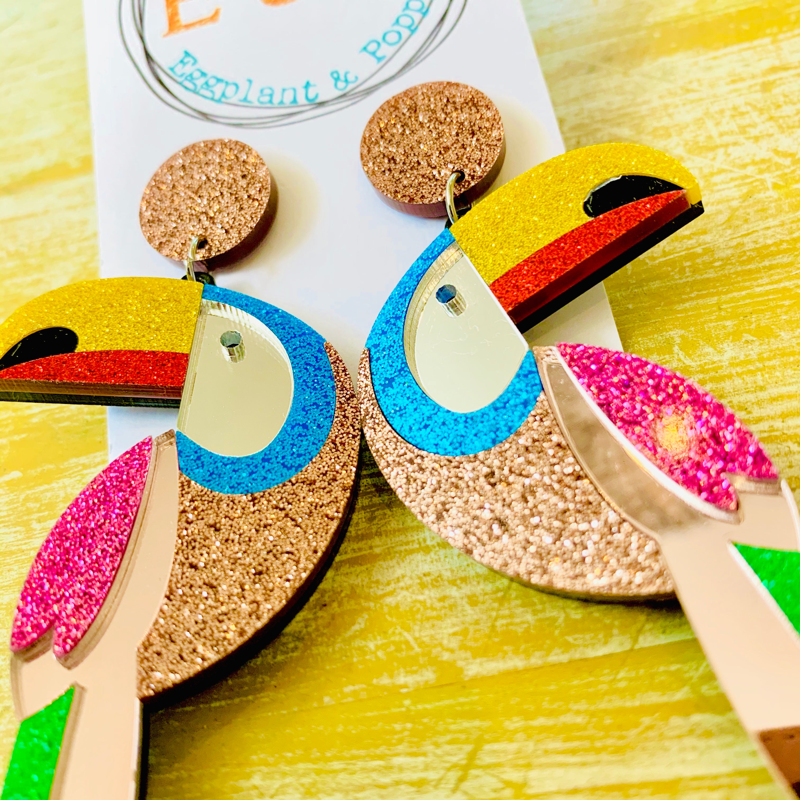 Toucan Earrings - Glitter
