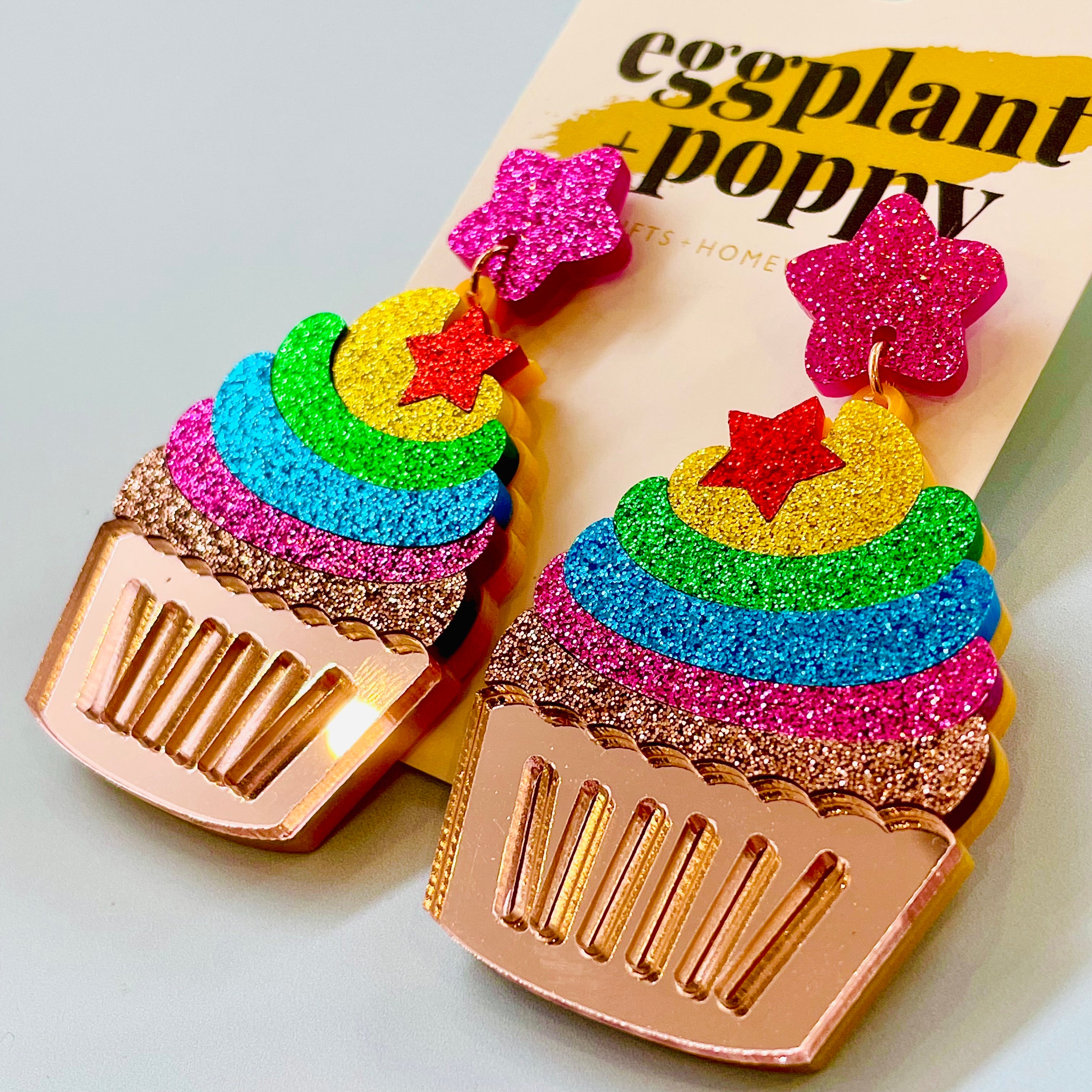 Rainbow Cupcake Earrings