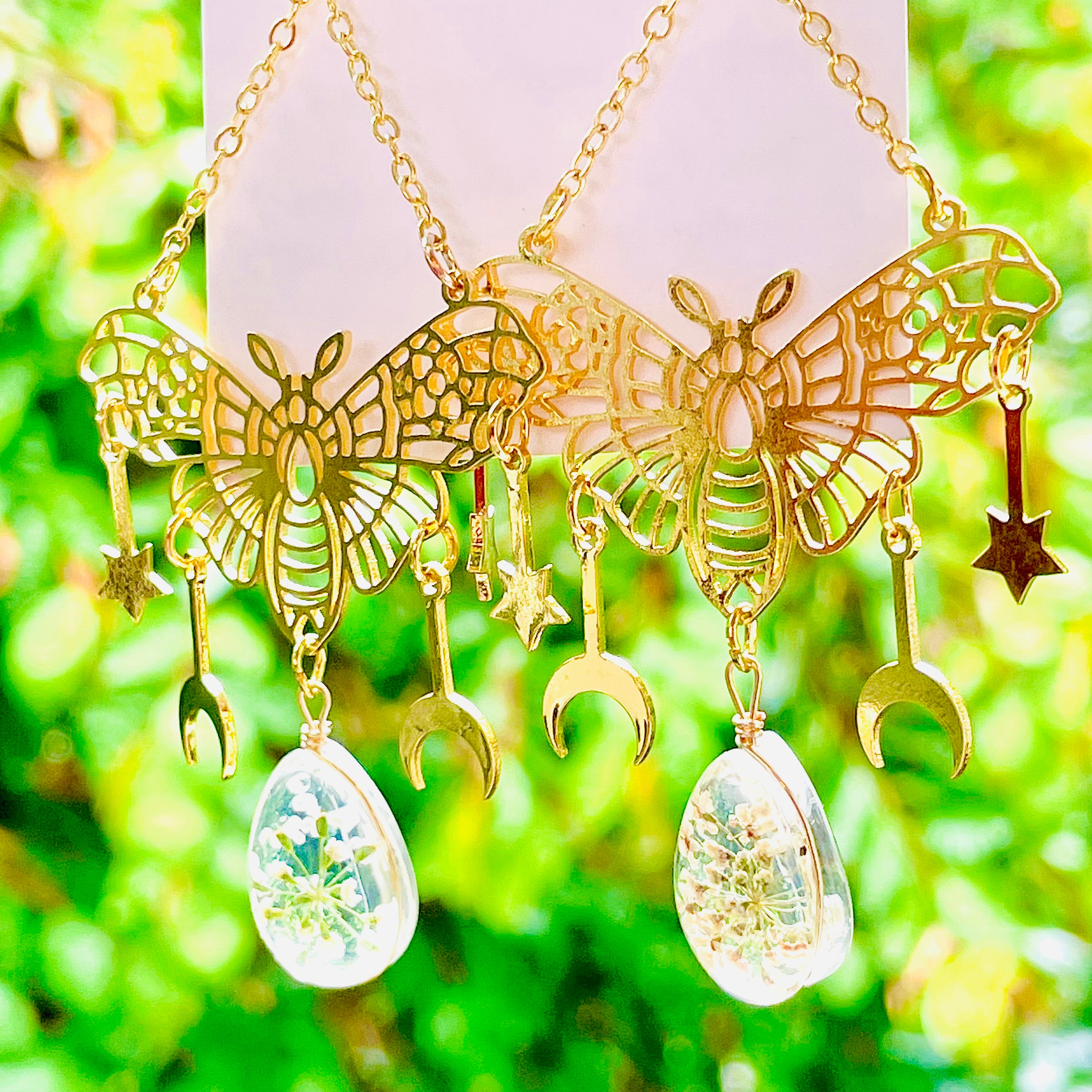 Golden Luna Moth Earrings