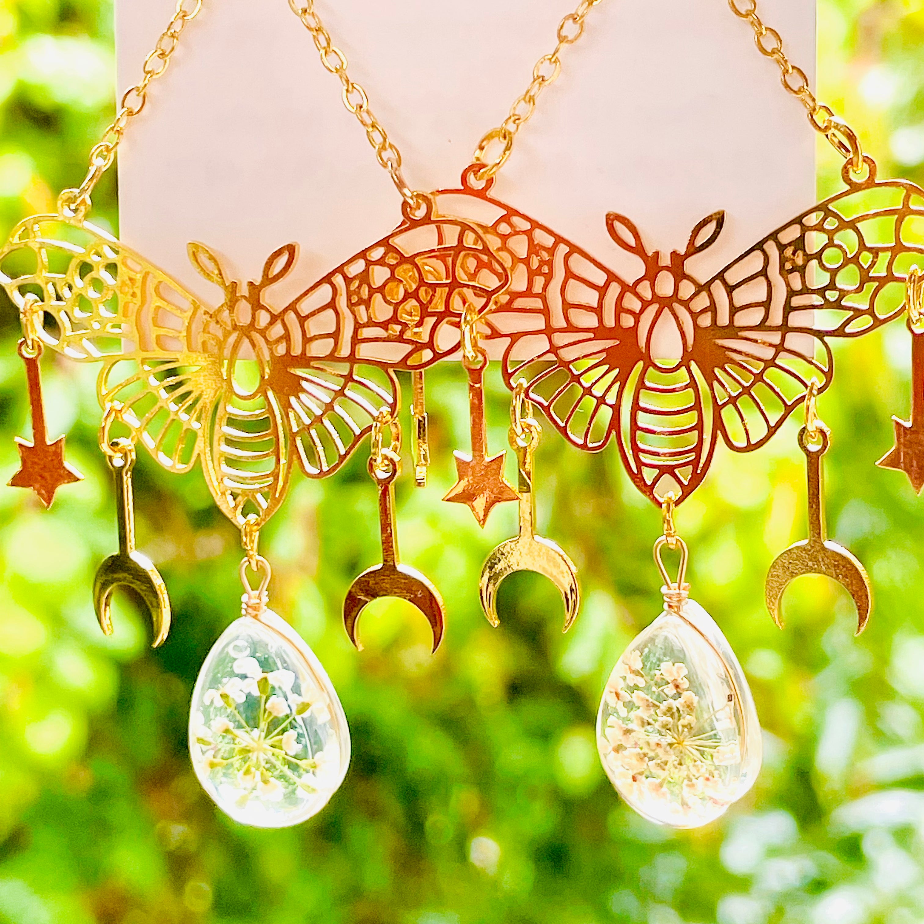 Golden Luna Moth Earrings