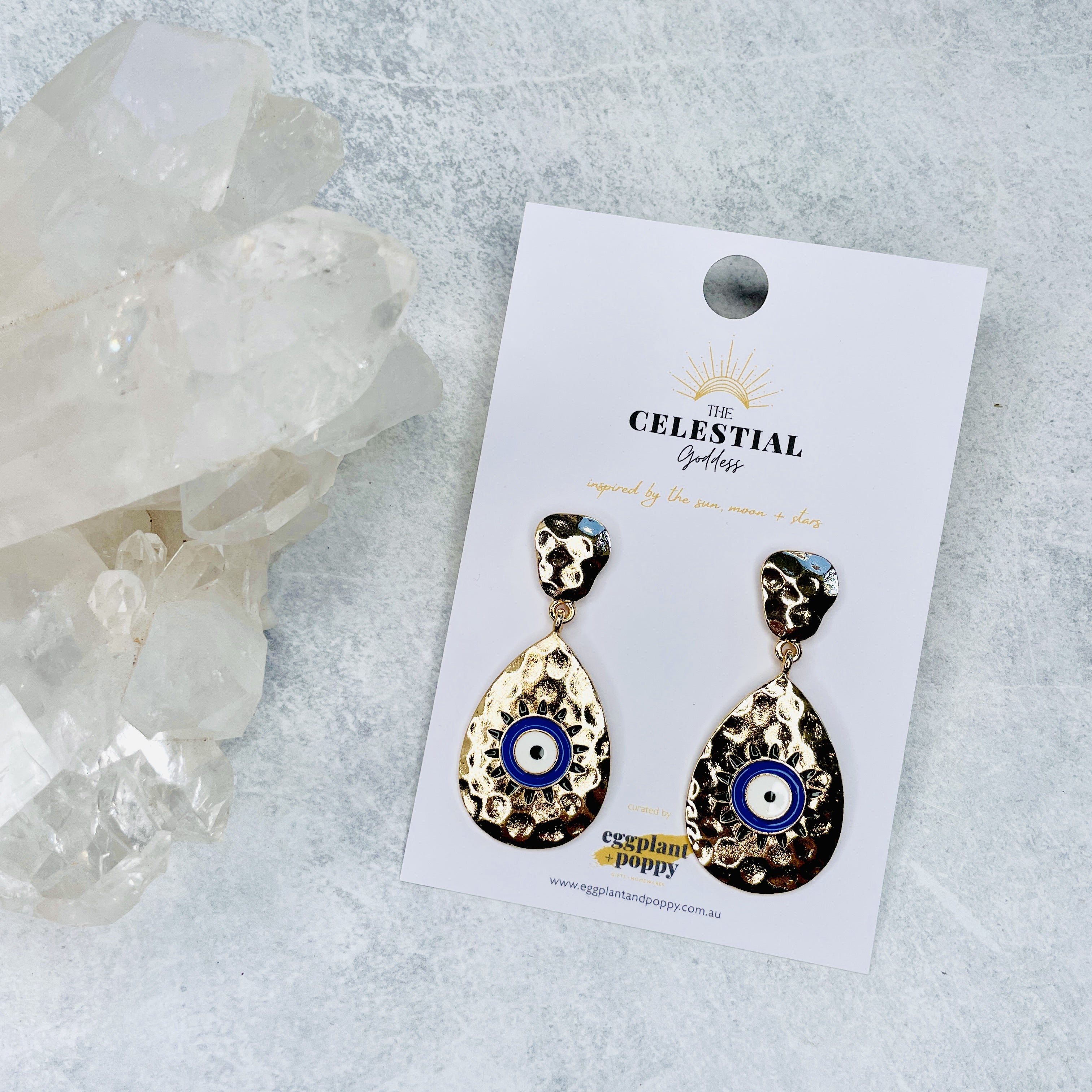 Evil Eye Earrings - Beaten Drop
