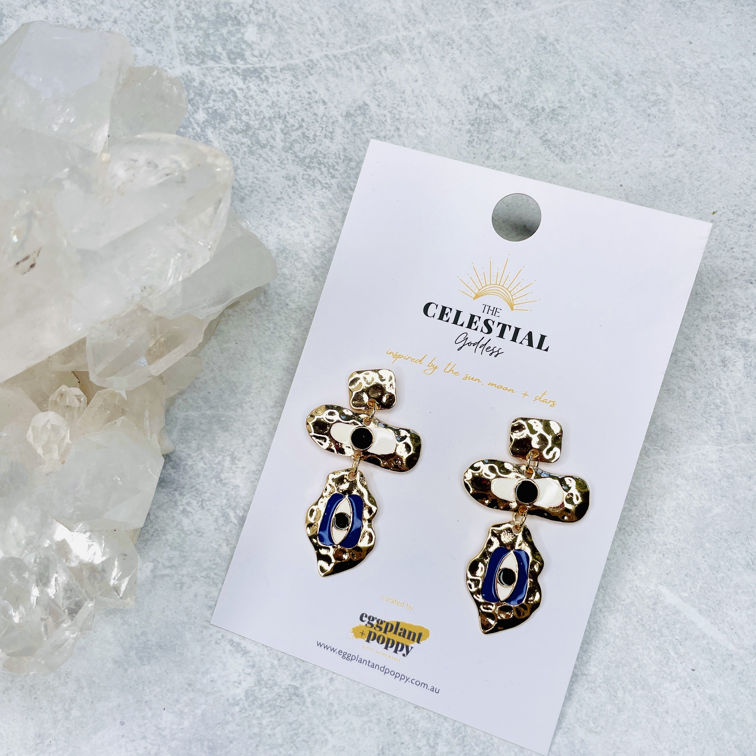 Evil Eye Earrings - Beaten Geo