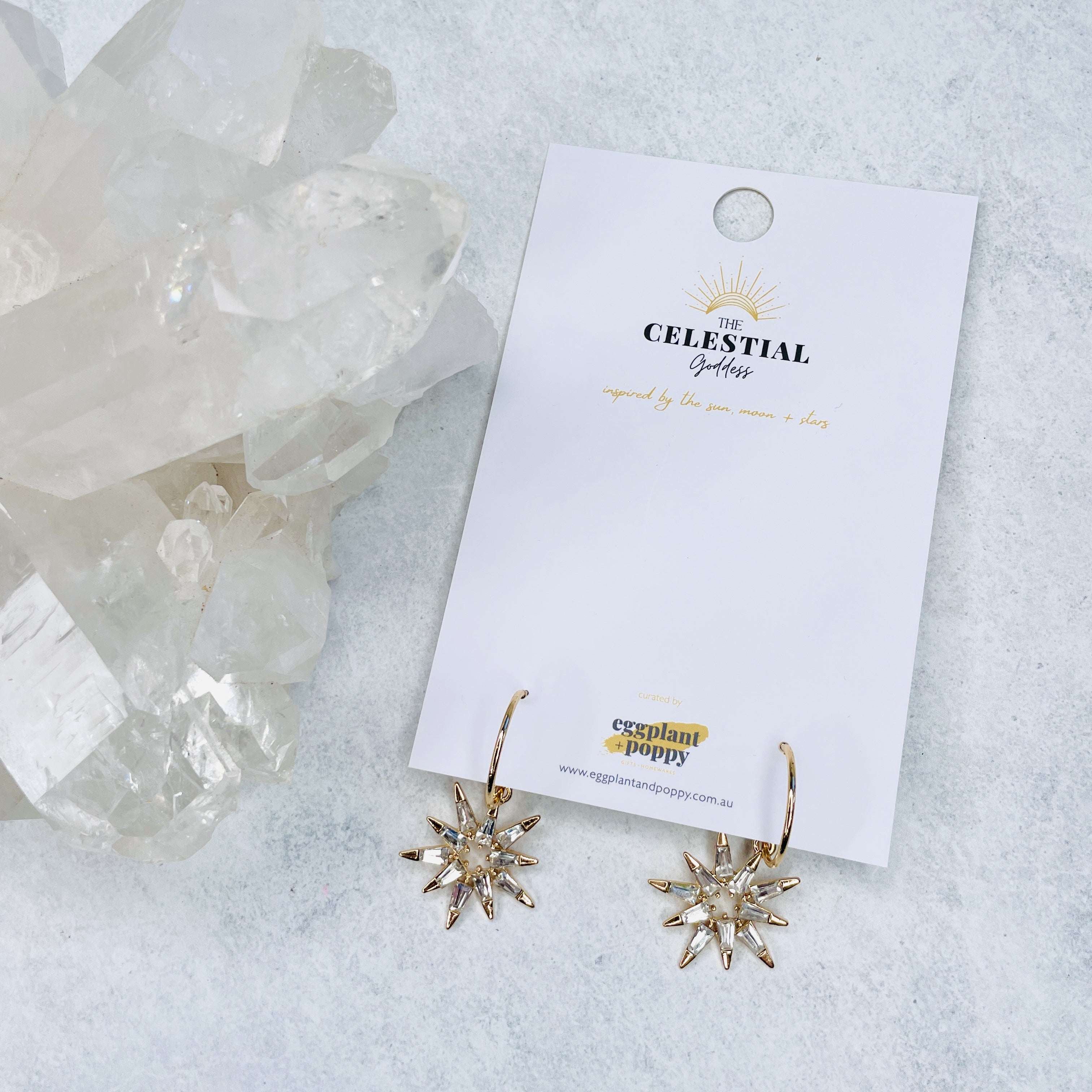 Crystal Starburst Hoop Earrings