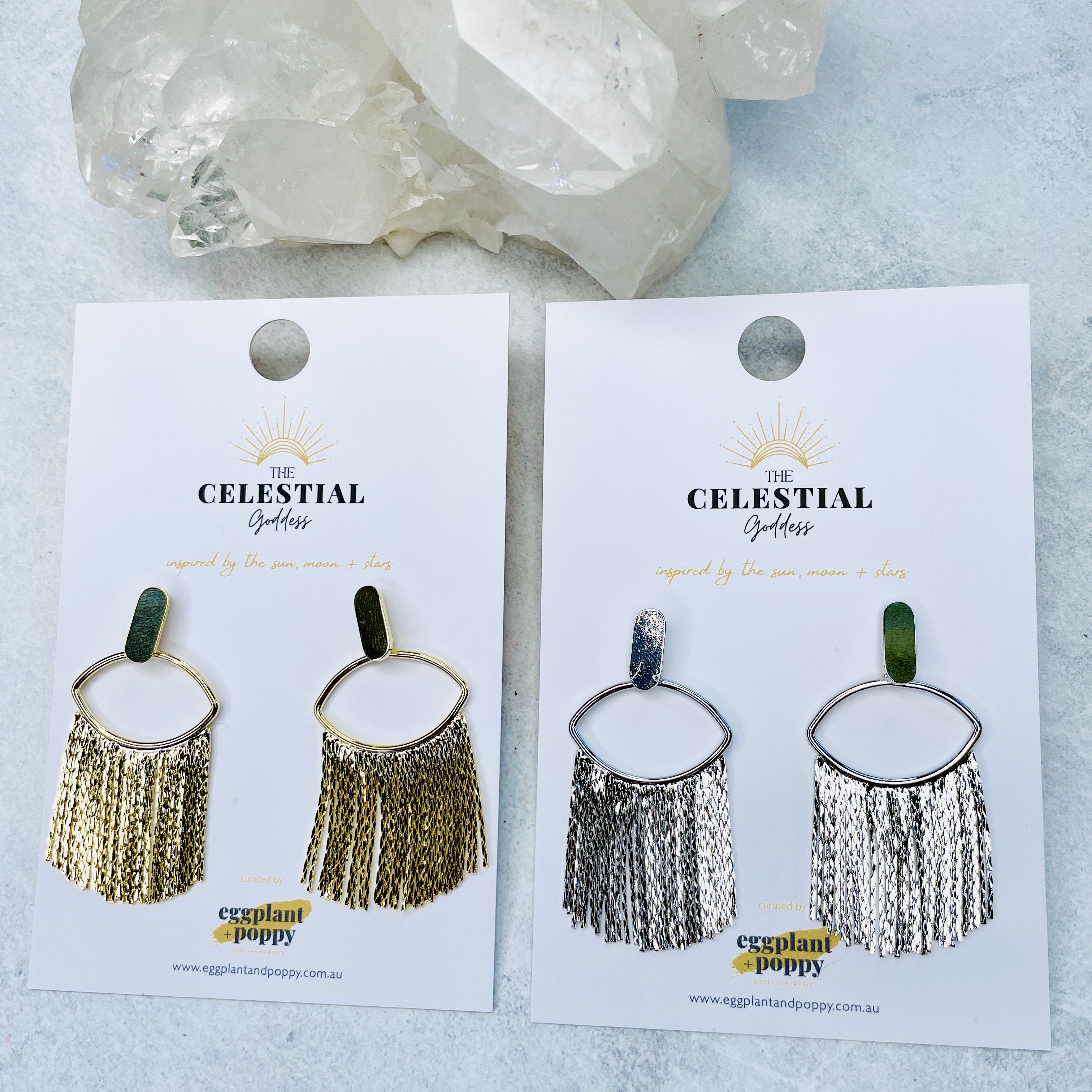 Oval Chain Tassel Earrings