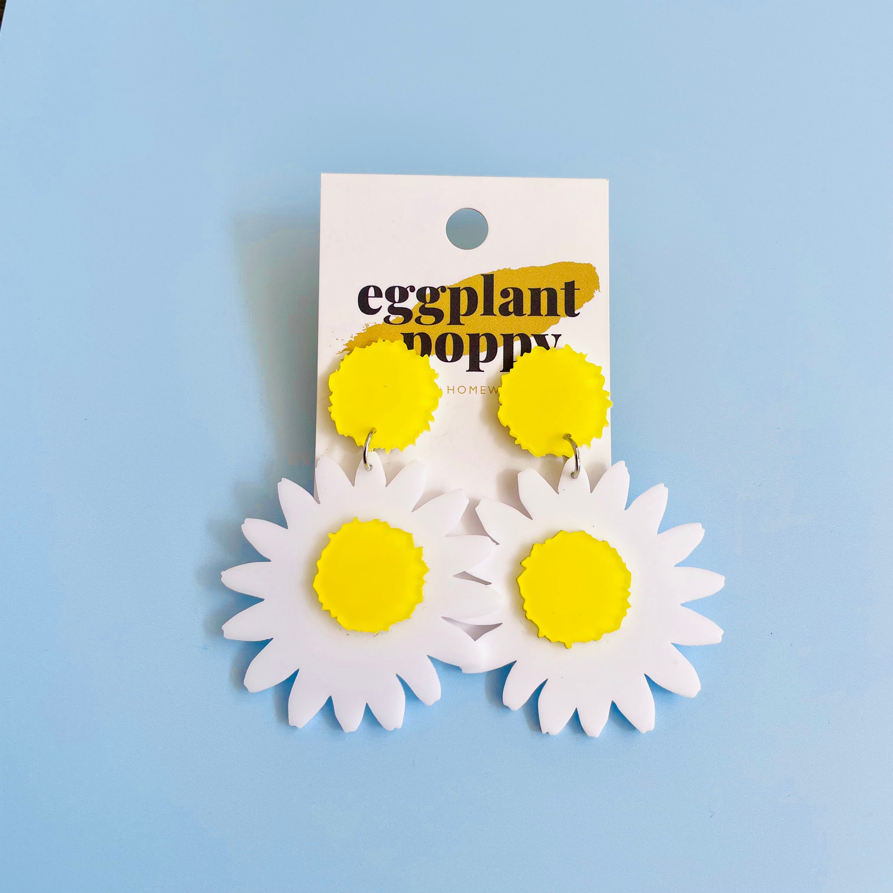 White Daisy Earrings