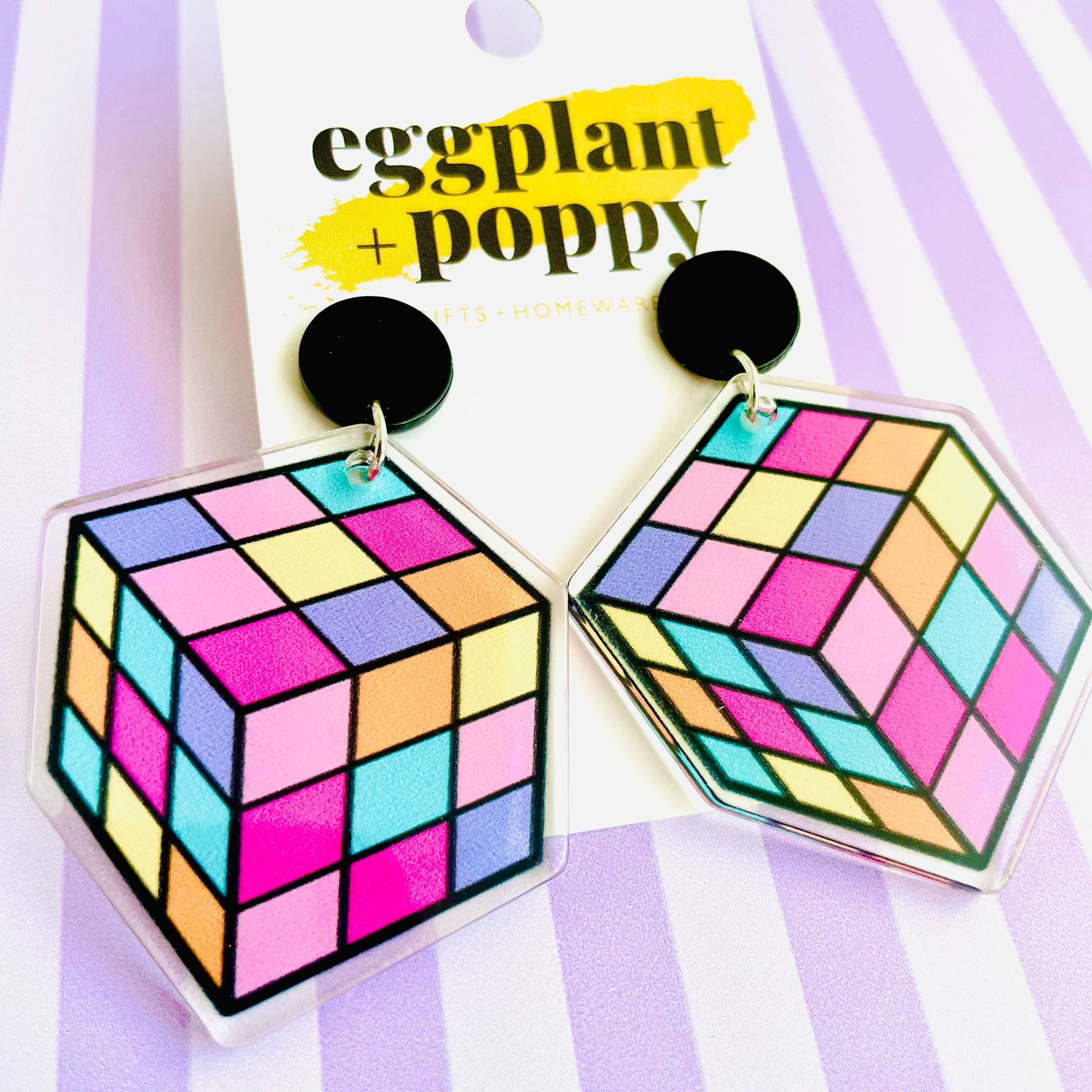 Rubik's  Cube Earrings