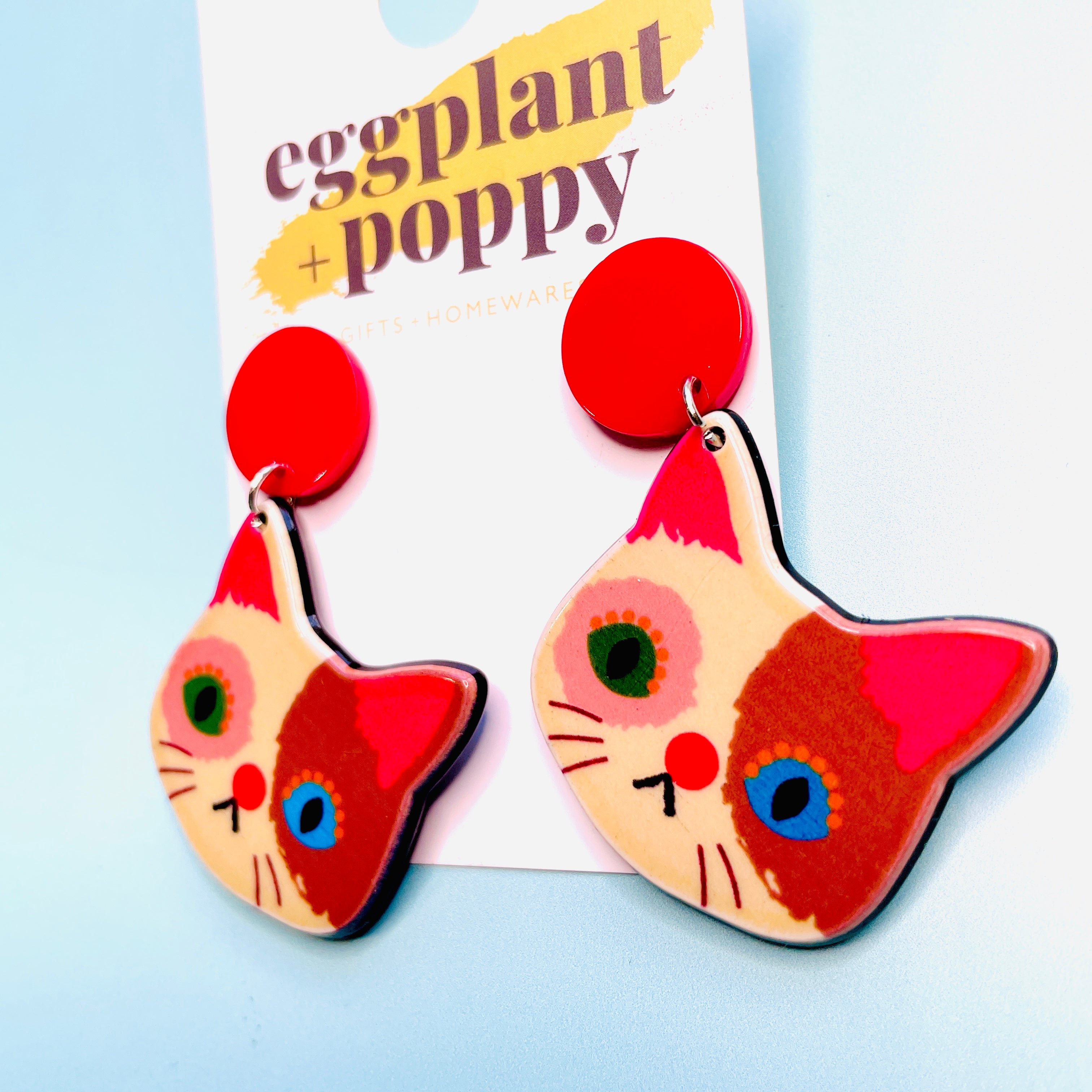 Patchwork Kitty Earrings