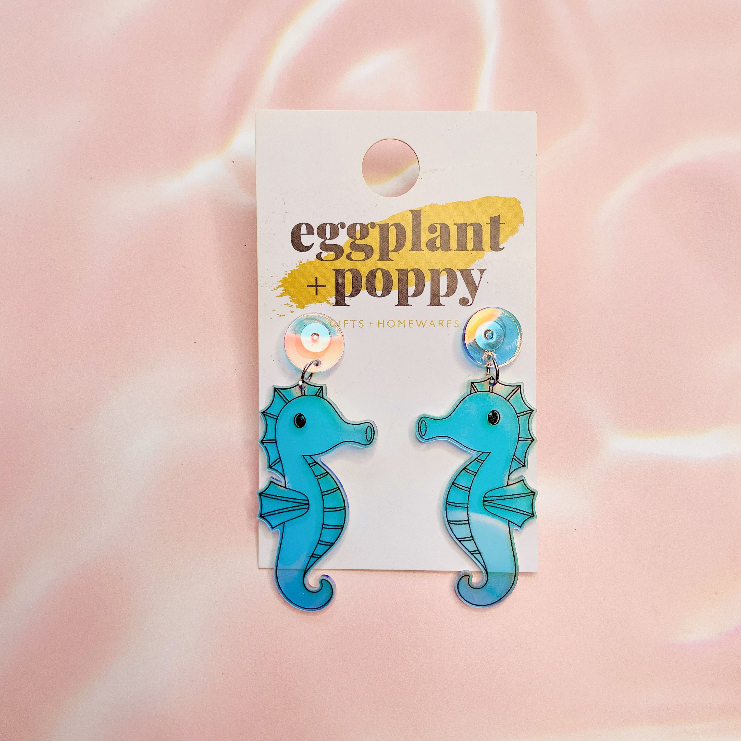Holographic Seahorse Earrings