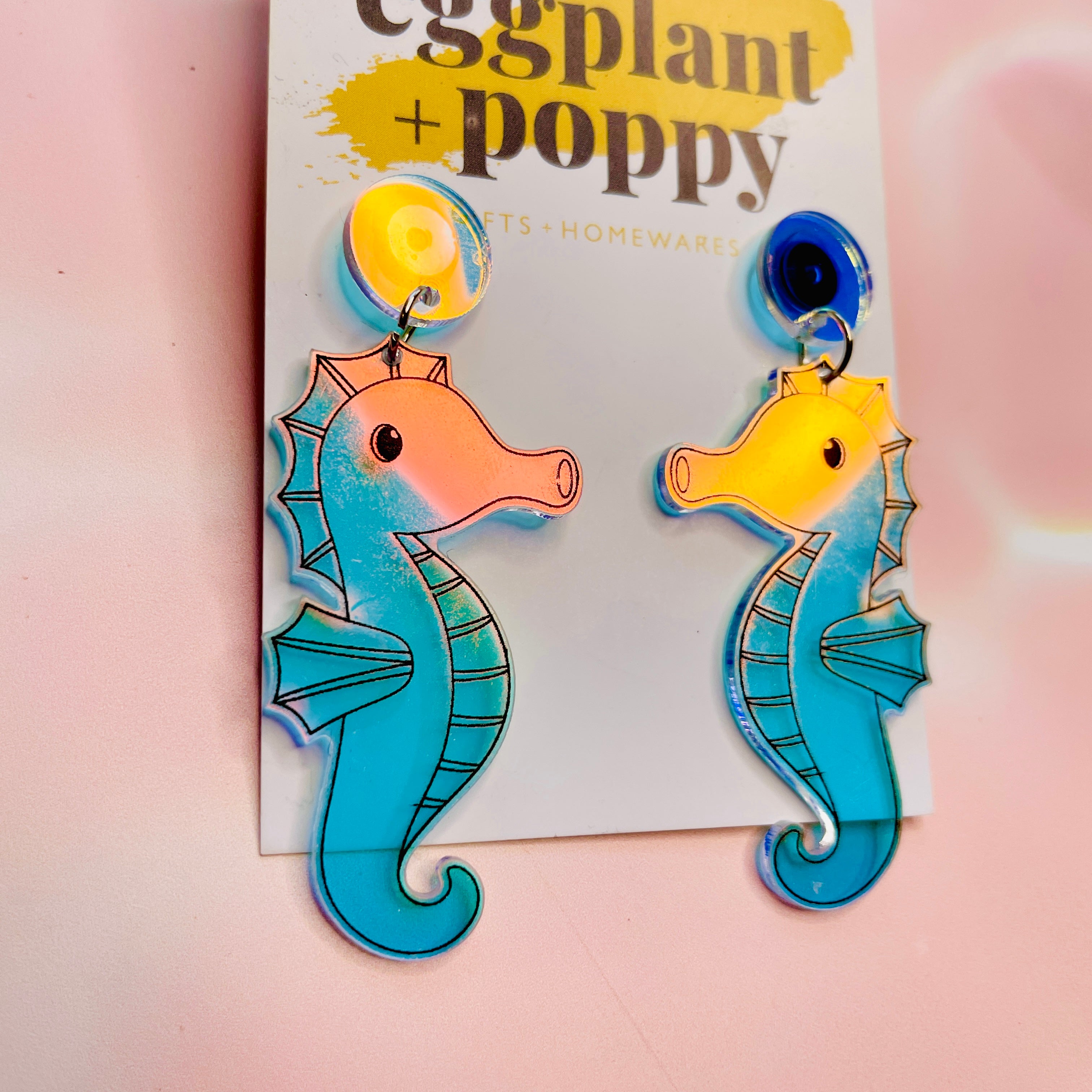 Holographic Seahorse Earrings